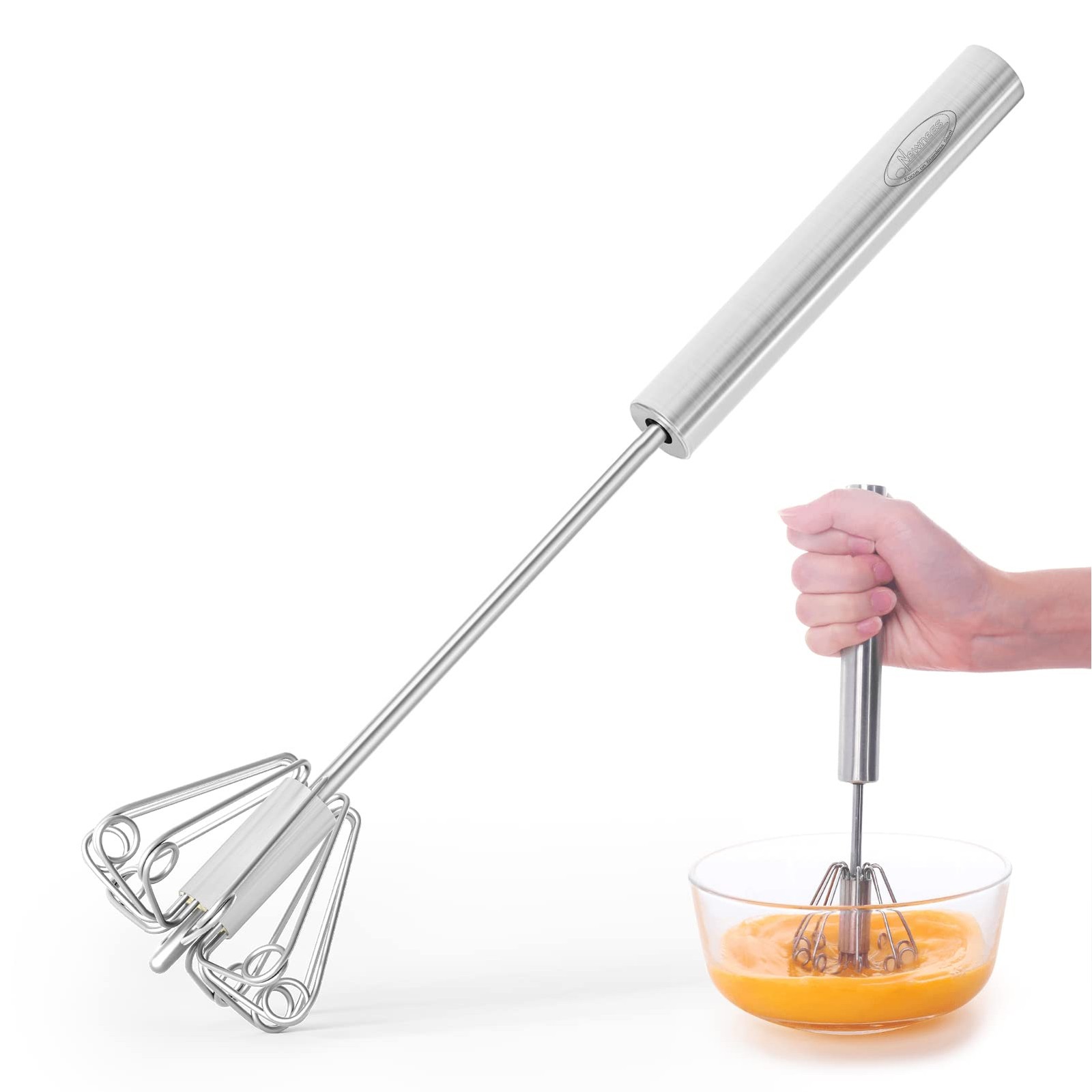 Newness Whizzy Whisk, Stainless Steel Semi Automatic 1 PCS 12 Inch, Silver