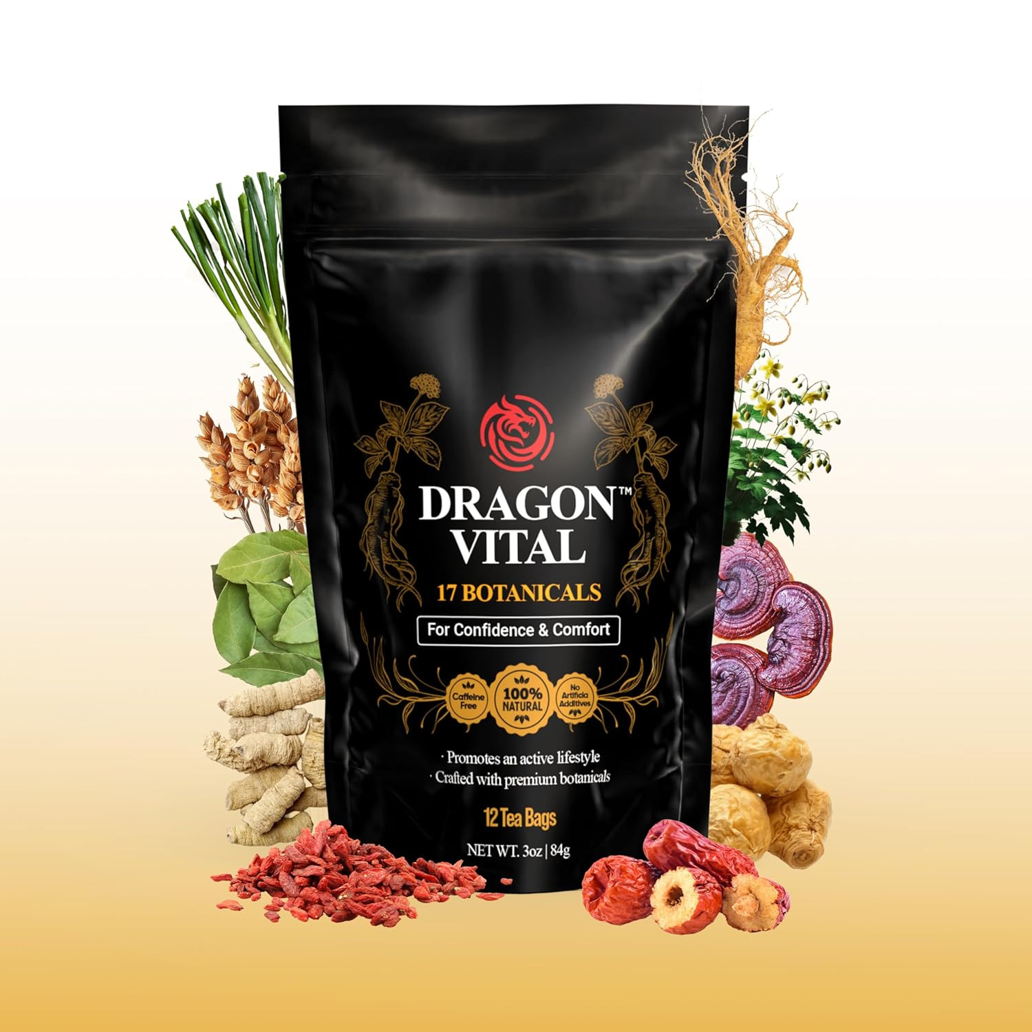 Dragon Vital Herbal Tea with Ginseng & Maca – Natural Energy Support