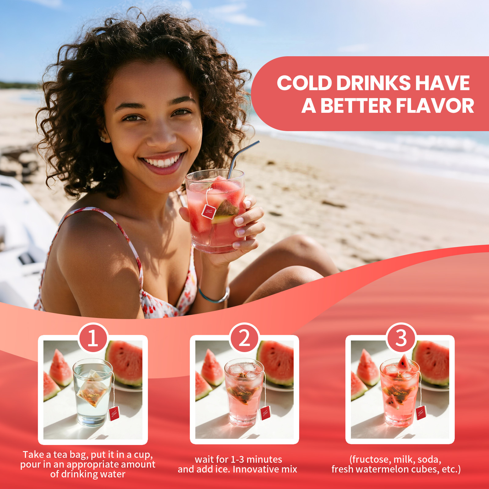 Iced Watermelon Flavor Oolong Tea Fruit-Infused Tea Cold Drinks Tea Bags