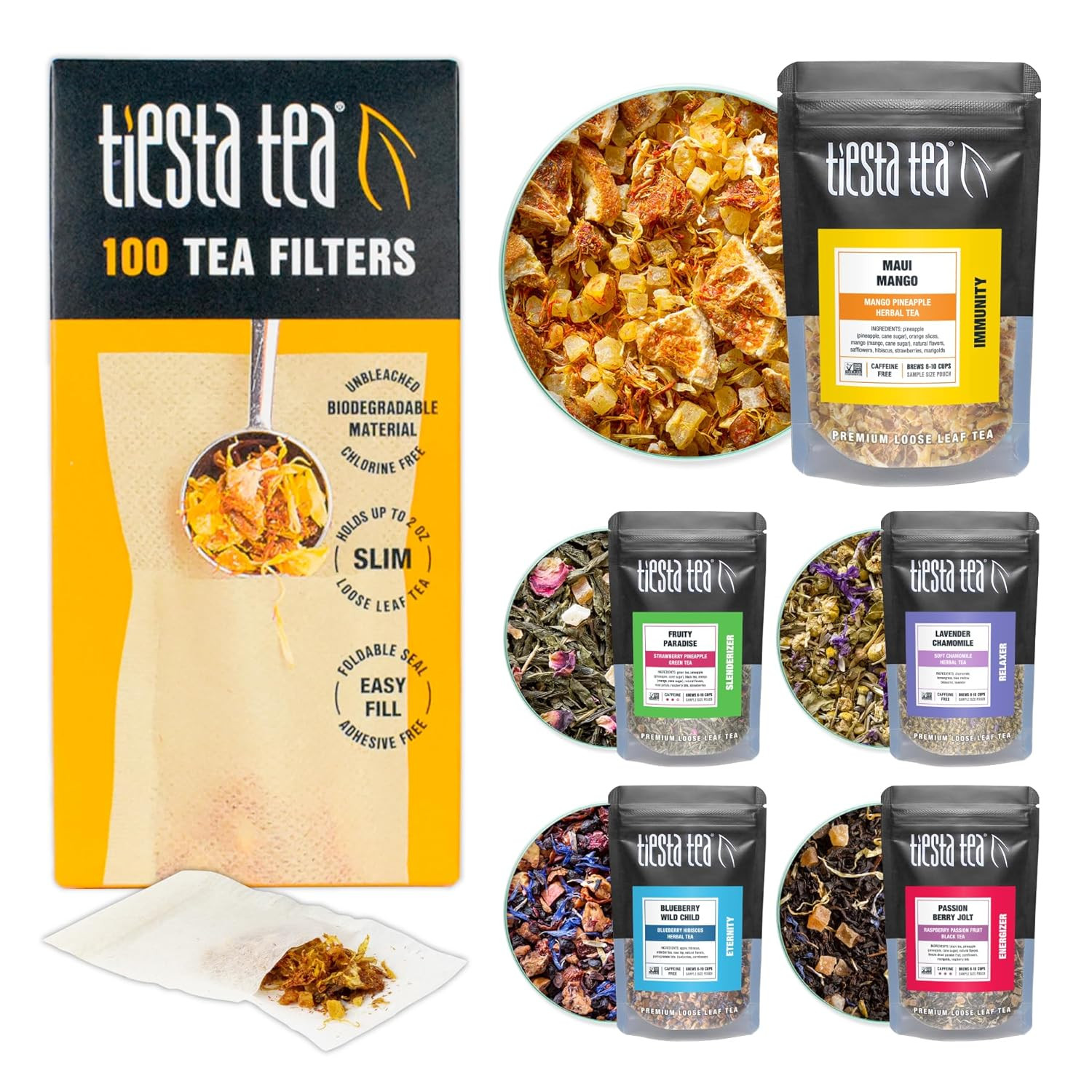 Premium Starter Loose Leaf Sampler Kit – Classic Tea Blends, High to Non Caffein