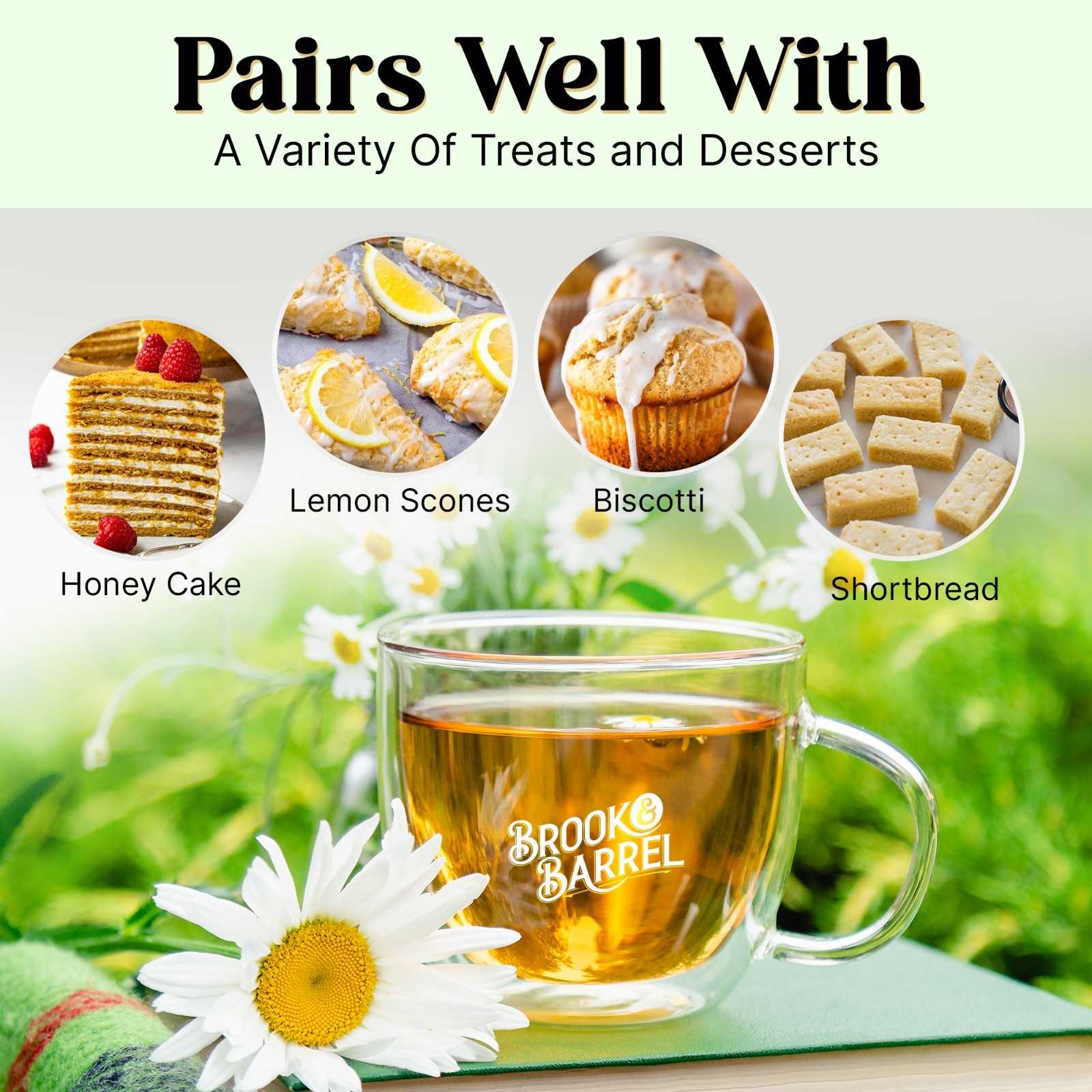 Brook & Barrel USDA Organic Chamomile Loose Leaf Tea 1.6 lbs Premium Glass Jar