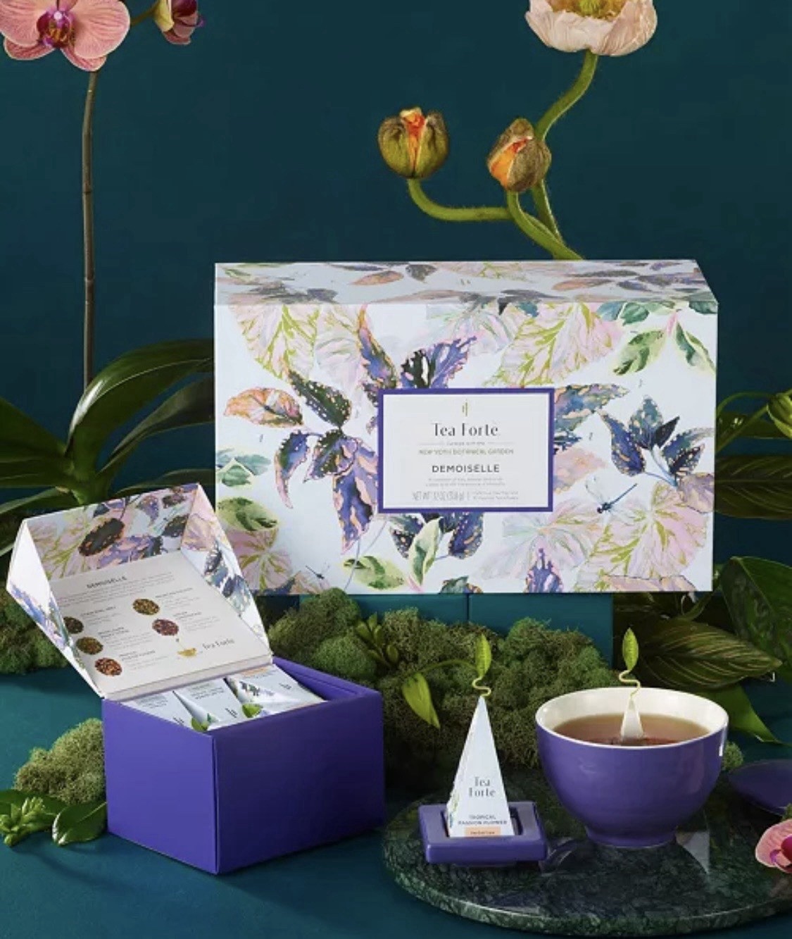 TEA FORTE New York Botanical Garden DEMOISELLE Cafe Cup Tray Infusers GIFT BOX