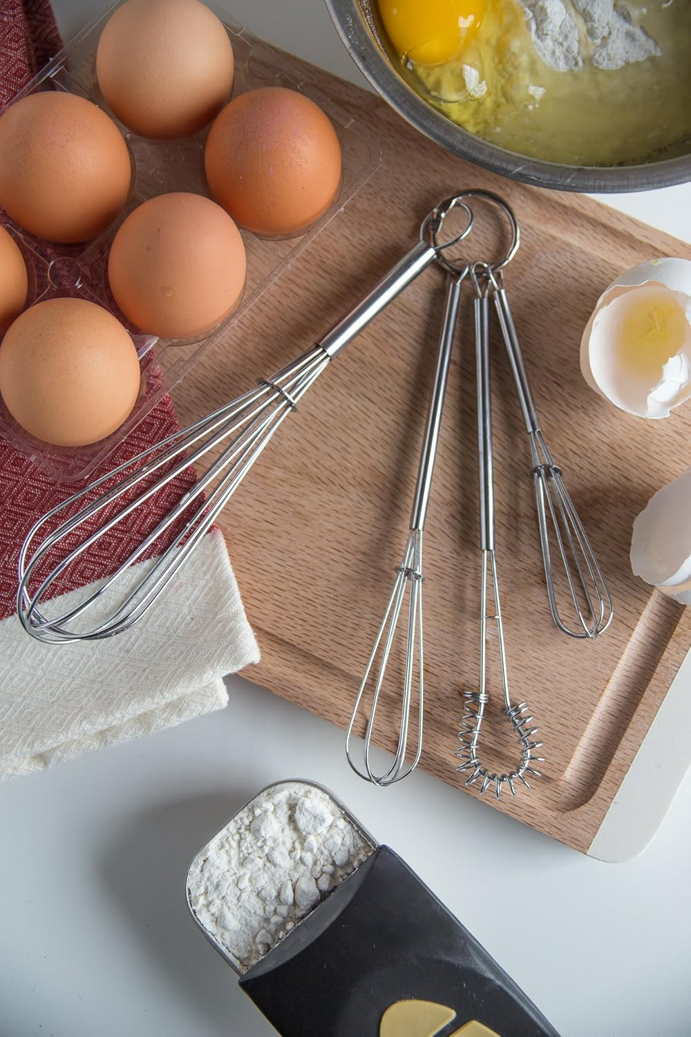 Mini Whisks, Chrome Plated, Set of 4, Metallic, 8 X 2 X 1.75 Inches