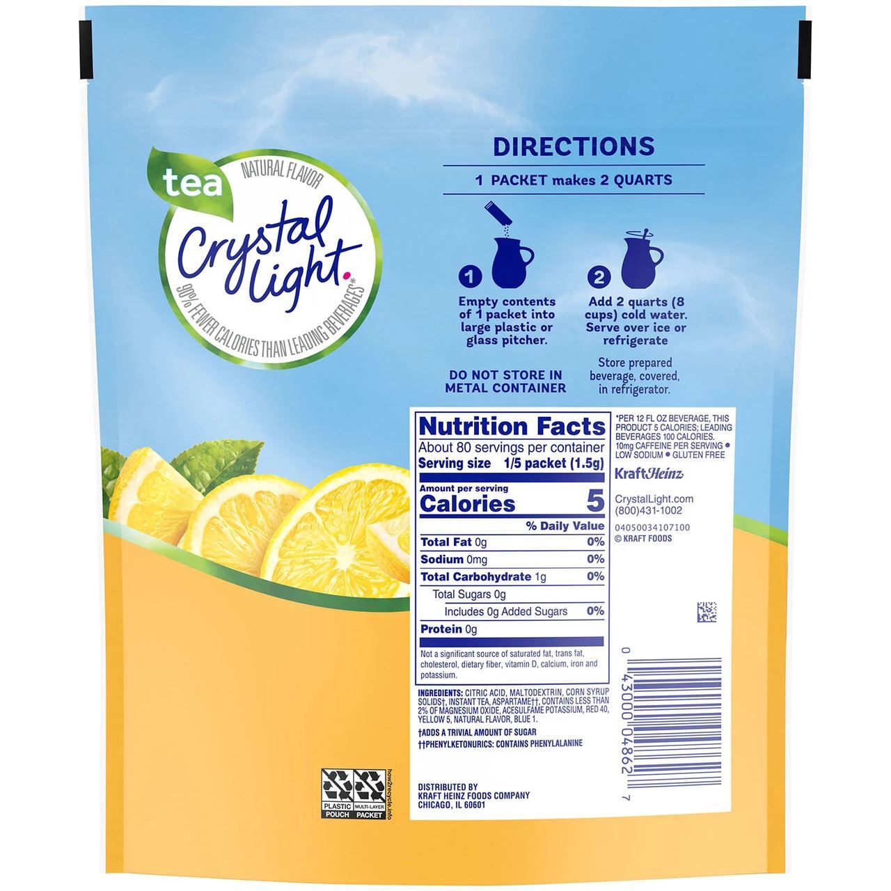 Crystal Light Drink Mix Lemon Iced Tea, 16 count