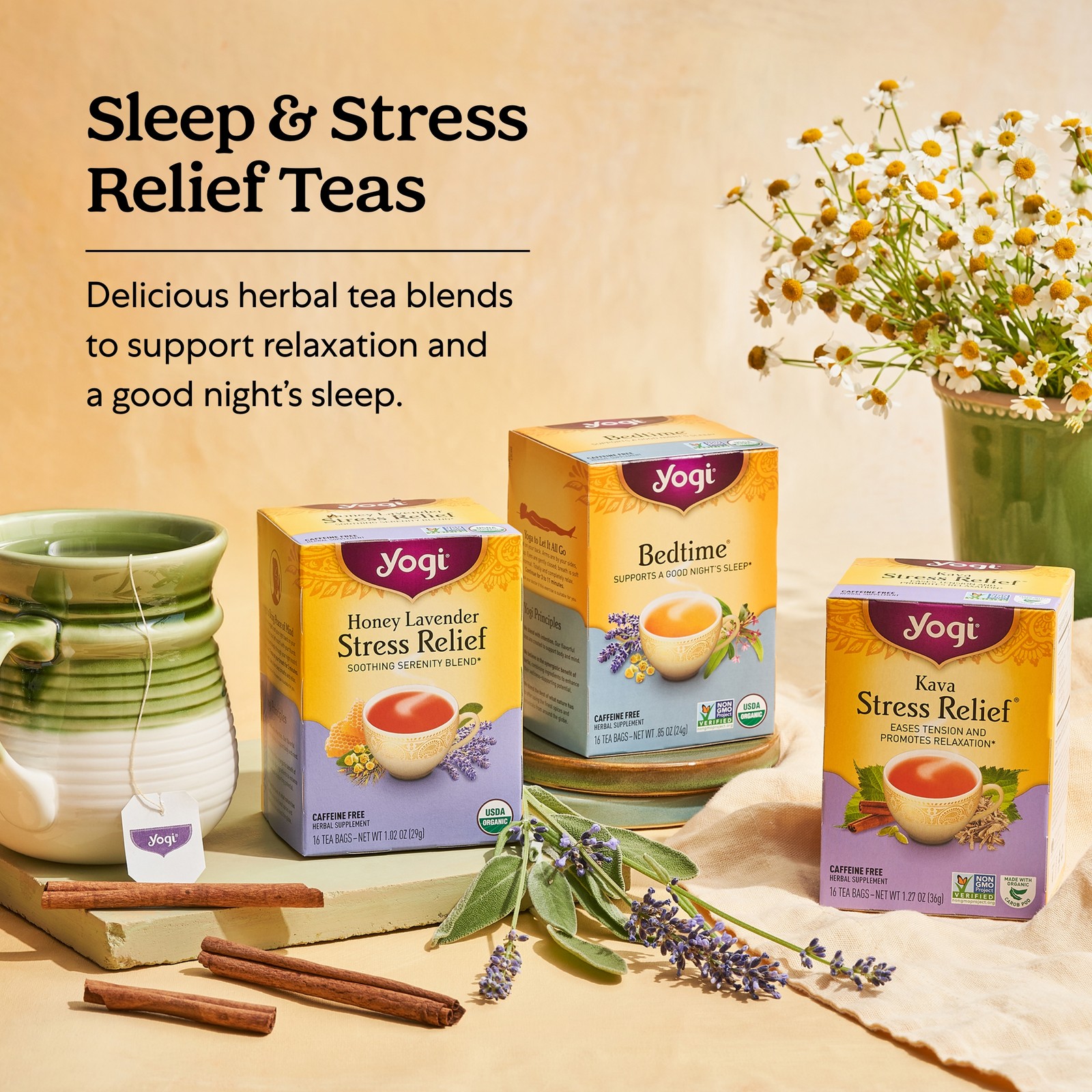 Yogi Tea Relaxation & Stress Relief Variety Pack Sampler (3 Pack) – 48 Tea Bags