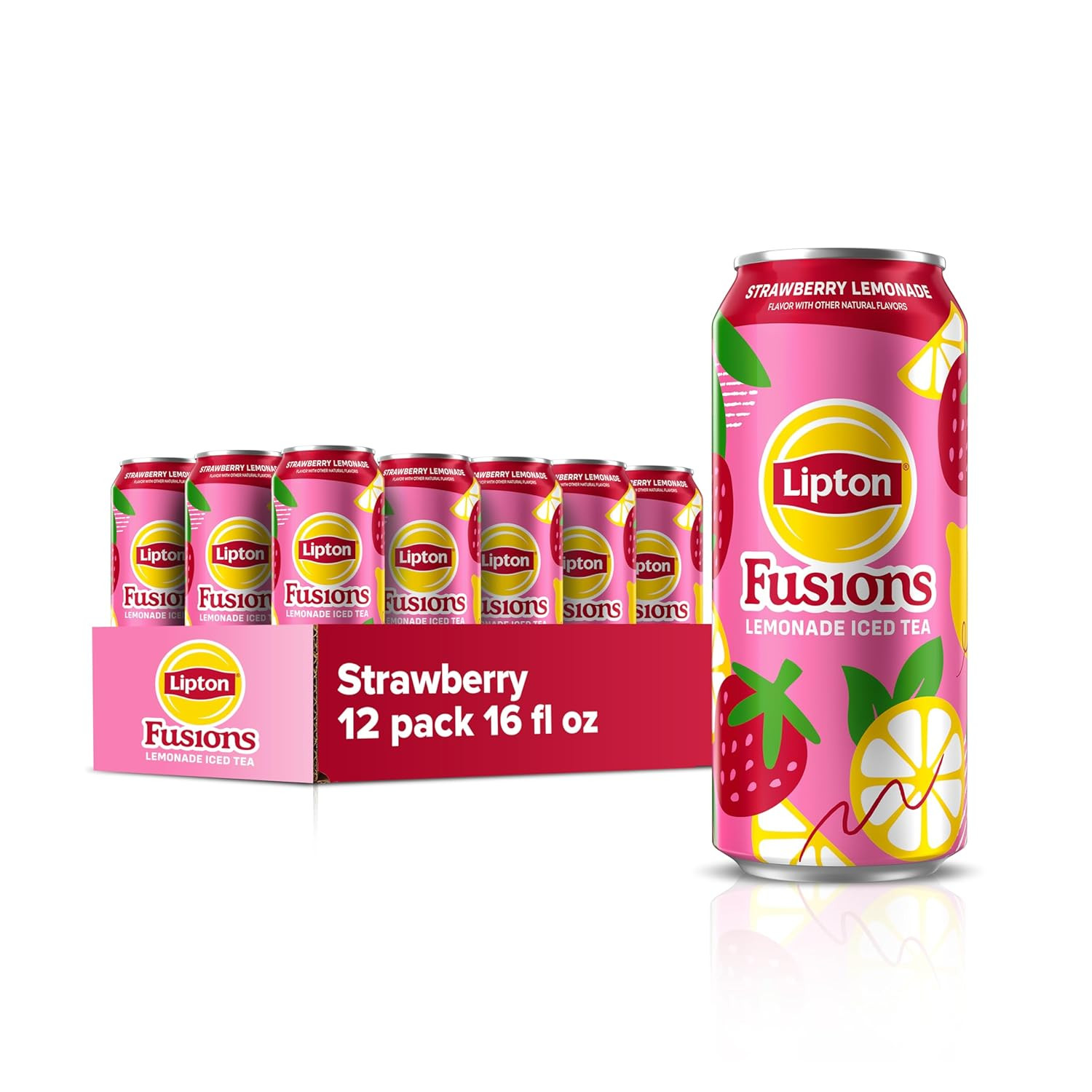 Fusions, Strawberry Lemonade & Iced Tea, 16 Fl Oz Cans (Pack of 12)