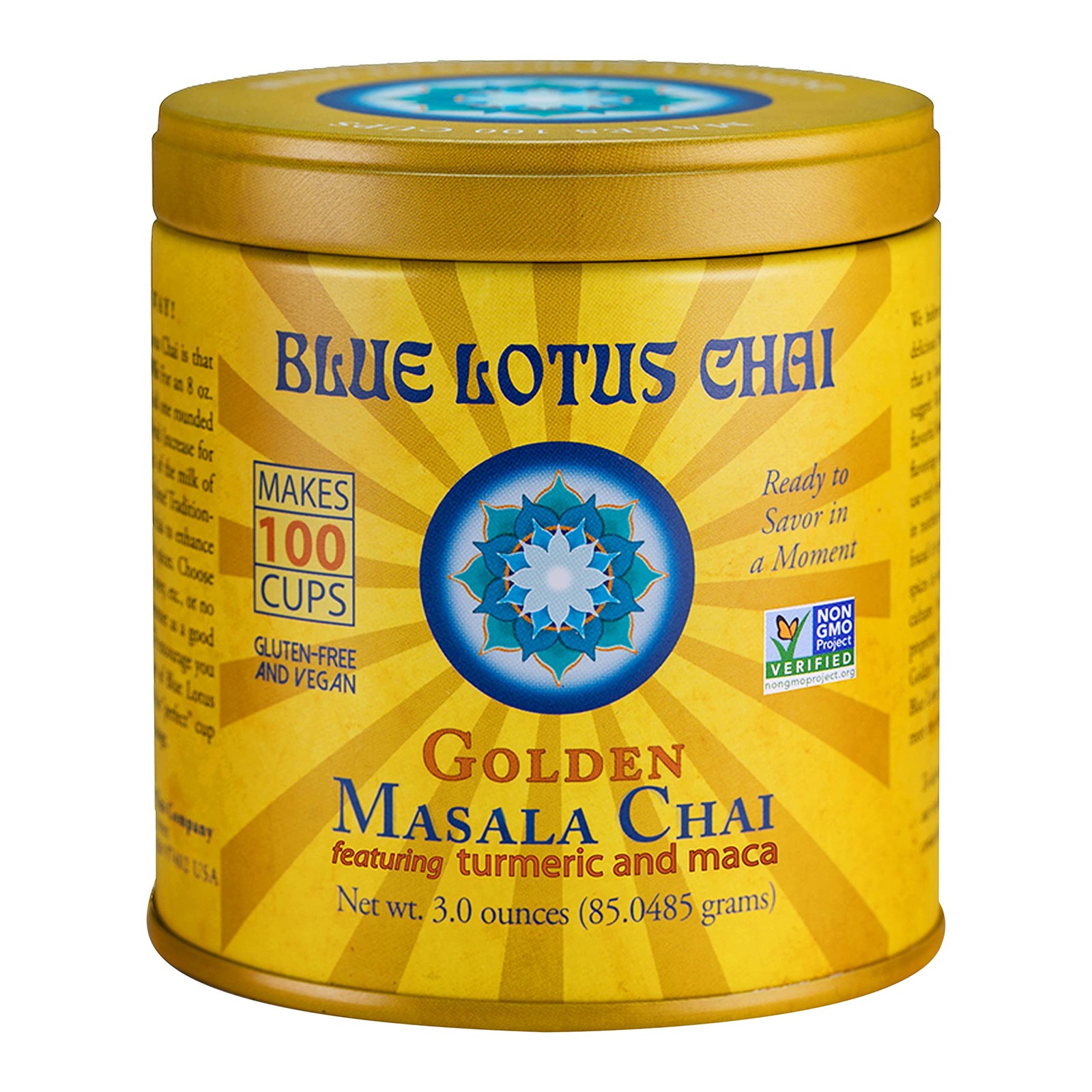 Blue Lotus Chai Golden Masala Flavor Chai Makes 100 Cups 3 Ounce Masala Sp…
