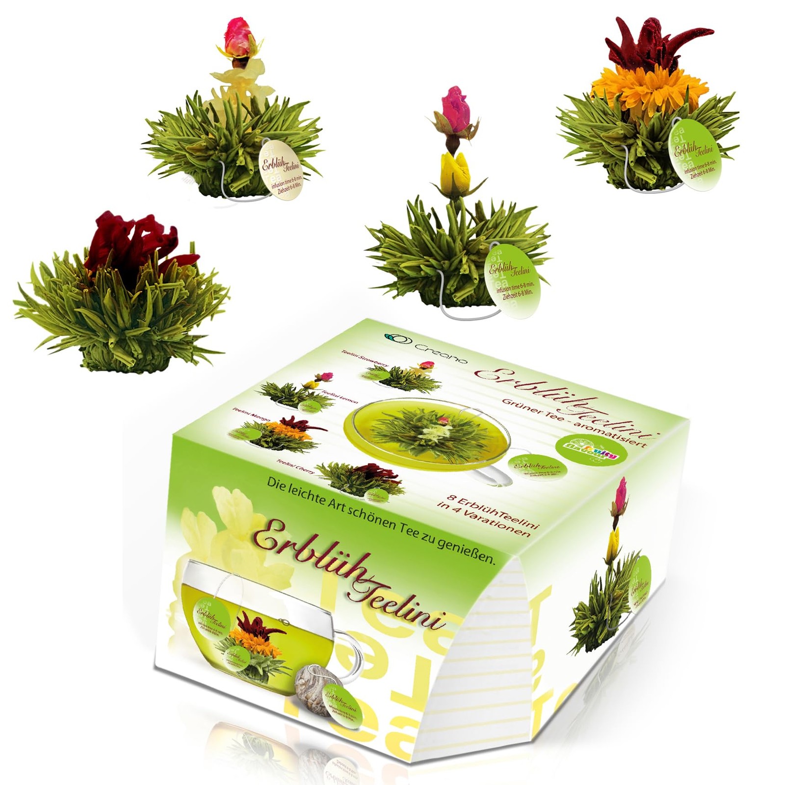 Tea Flowers in Cup Size – Blooming Tea – 8 Flowering Tea in 4 Different Varie…