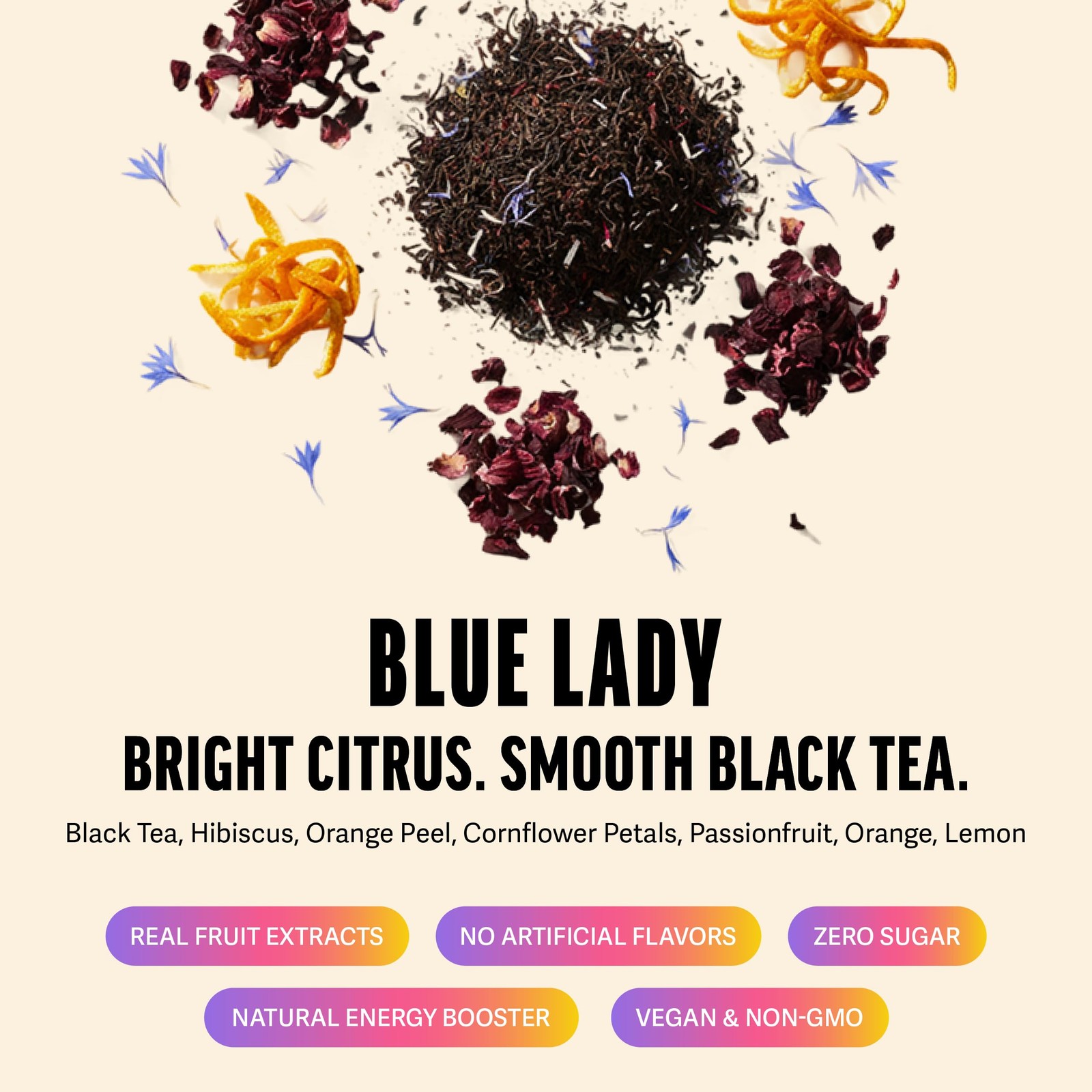 Energy Tea Bags – Blue Lady Passion Fruit Black Tea – High Caffeine Tea for M…