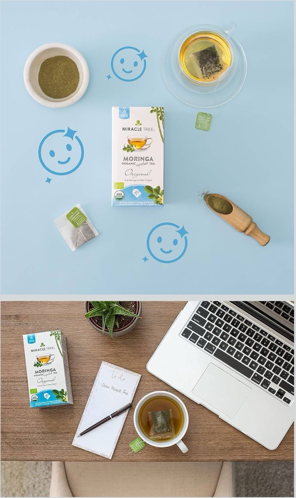 Moringa Tea Organic Miracle Tree Original Total 50 Tea Bags USDA Organic 2 BOX