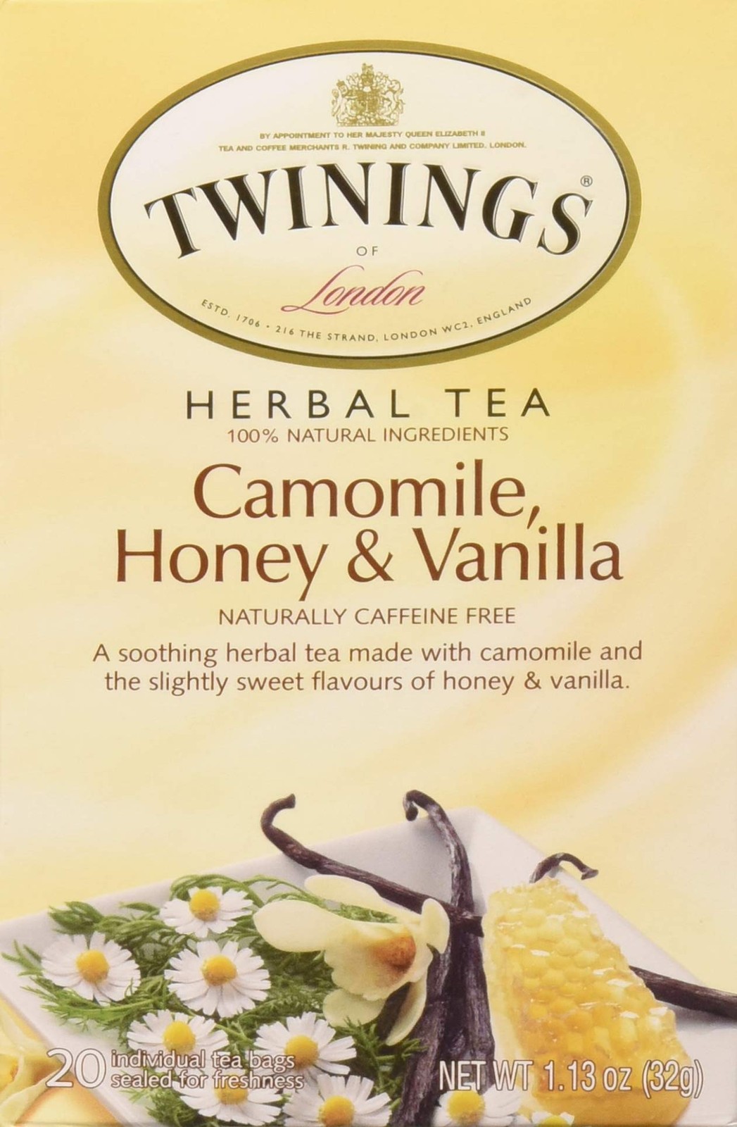 Twinings Herbal Tea Chamomile Honey and Vanilla 100% Natural, 20 Tea Bags
