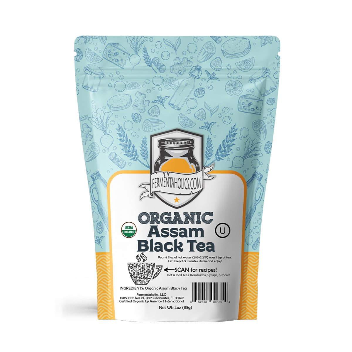 Fermentaholics Assam Black Tea – 4 Oz – USDA Certified Organic Loose Leaf – OU K