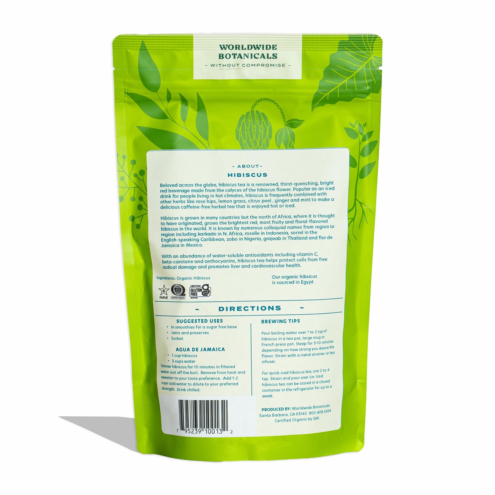 Worldwide Botanicals Organic Hibiscus Tea – 8 oz, Loose Leaf, Cut and 8 Ounce