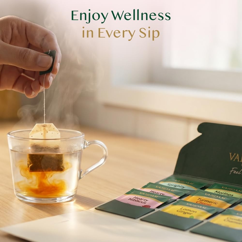 , Assorted Herbal Tea Sampler (18 Tea Bags, 9 Flavors) Caffeine-Free, Non-GMO…