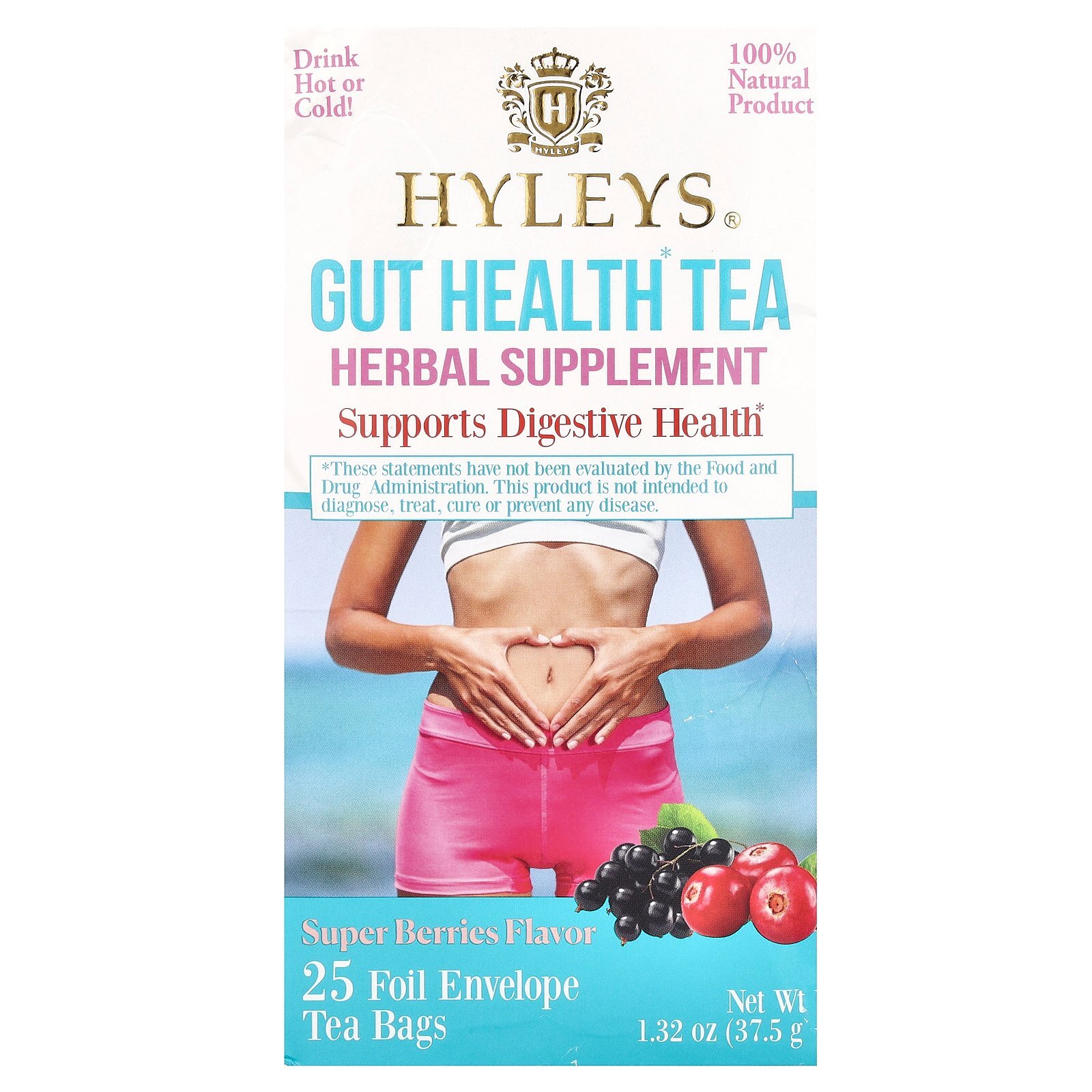 Gut Health Tea, Super Berries , 25 Foil Envelope Tea Bags, 1.32 oz (37.5 g)