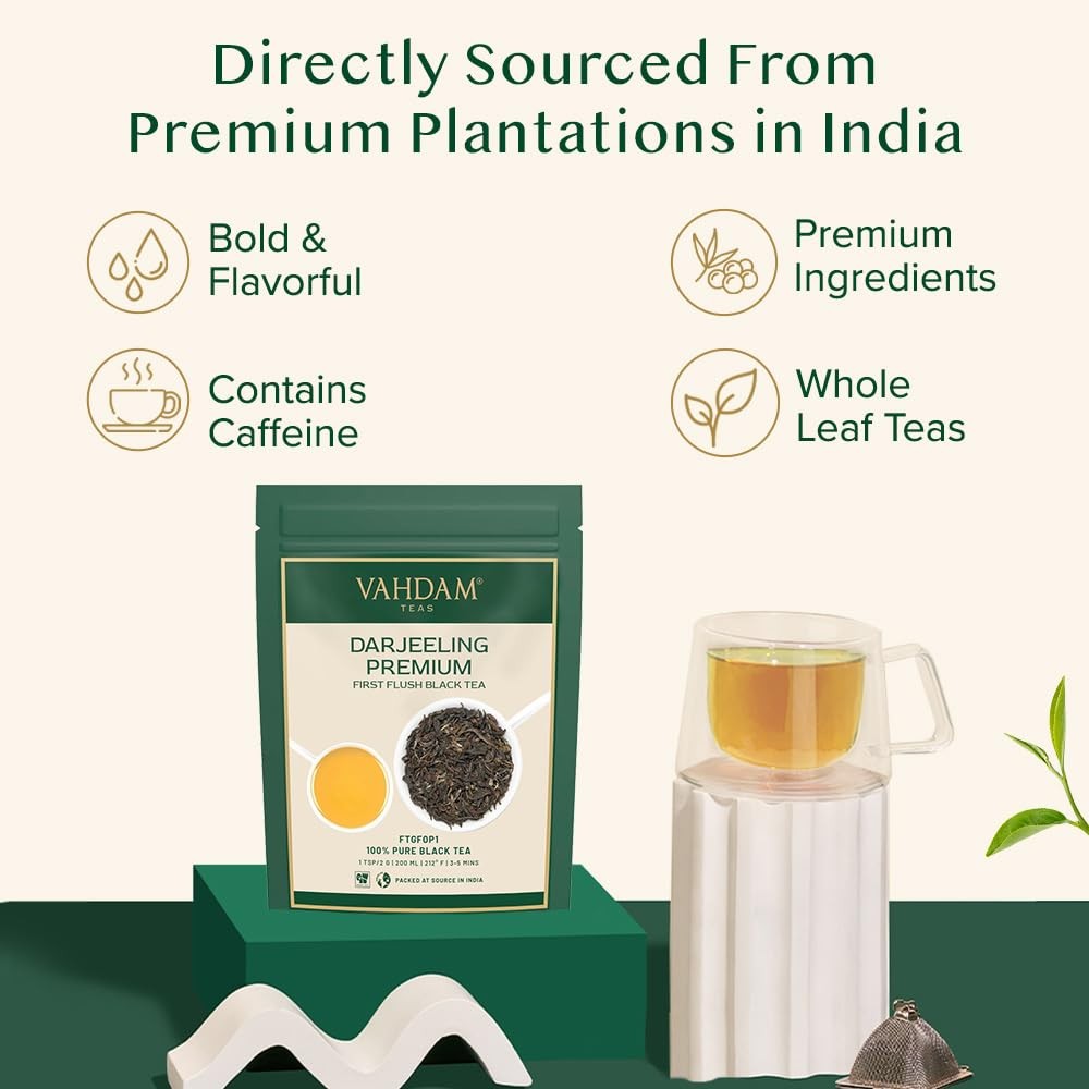 , First Flush Darjeeling Tea – 50 Cups (3.53oz) | Loose Leaf Black Tea – Flow…