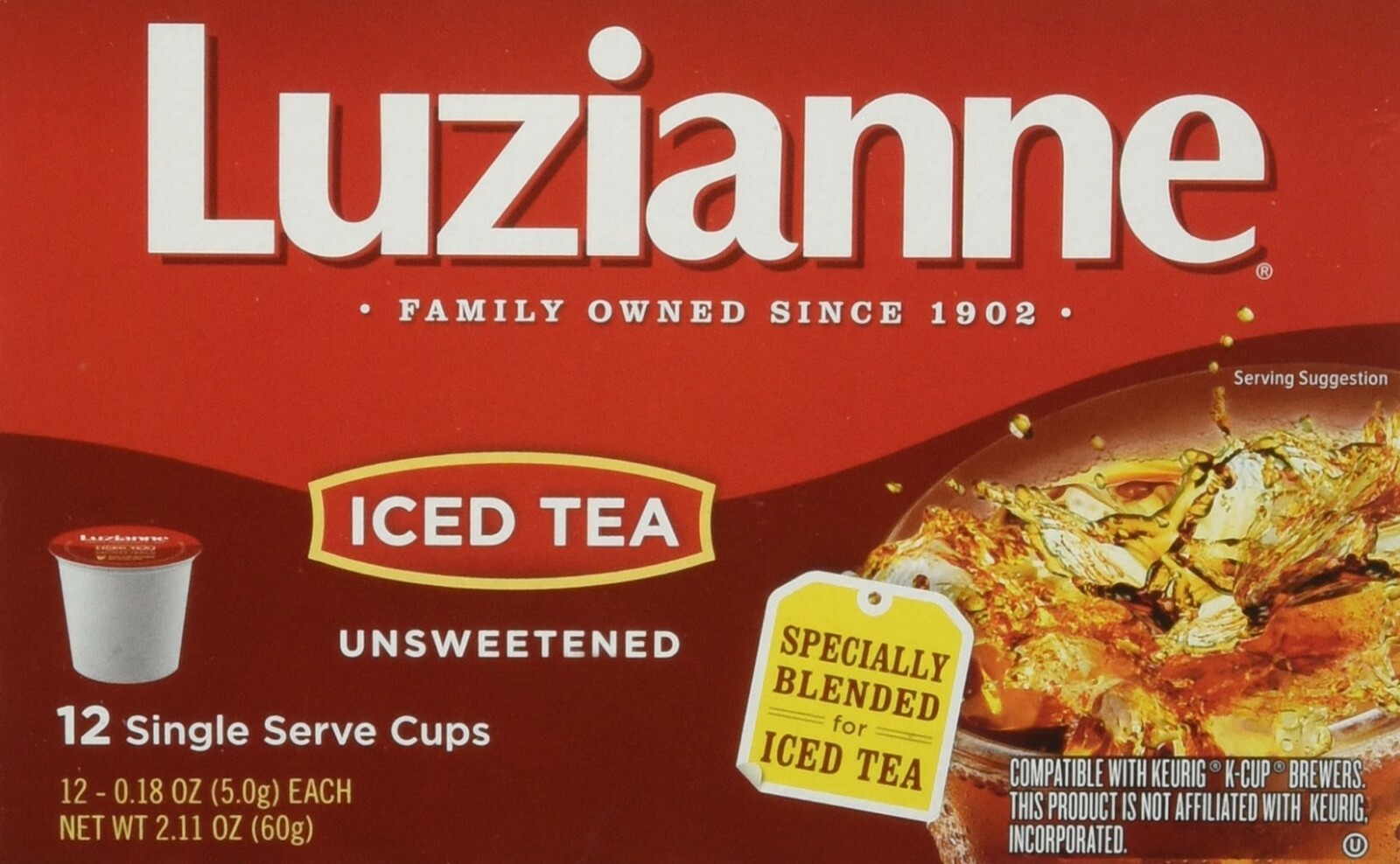 Luzianne Unsweetened Iced Tea 12 to 144 Keurig Kcups Pick Any Size FREE SHIPPING