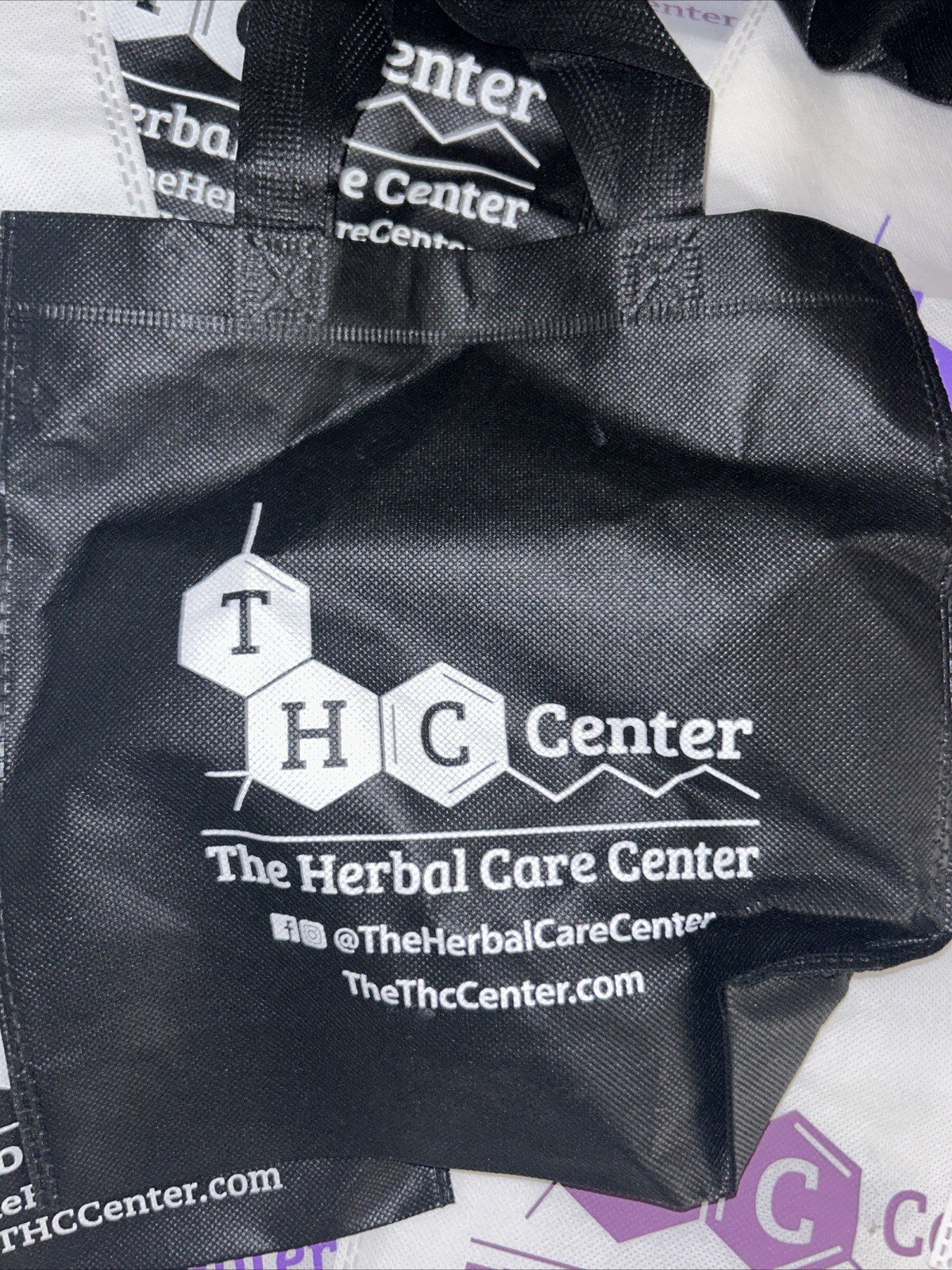 THC Herbal Care Center Purple, Black And White Bags Assortment