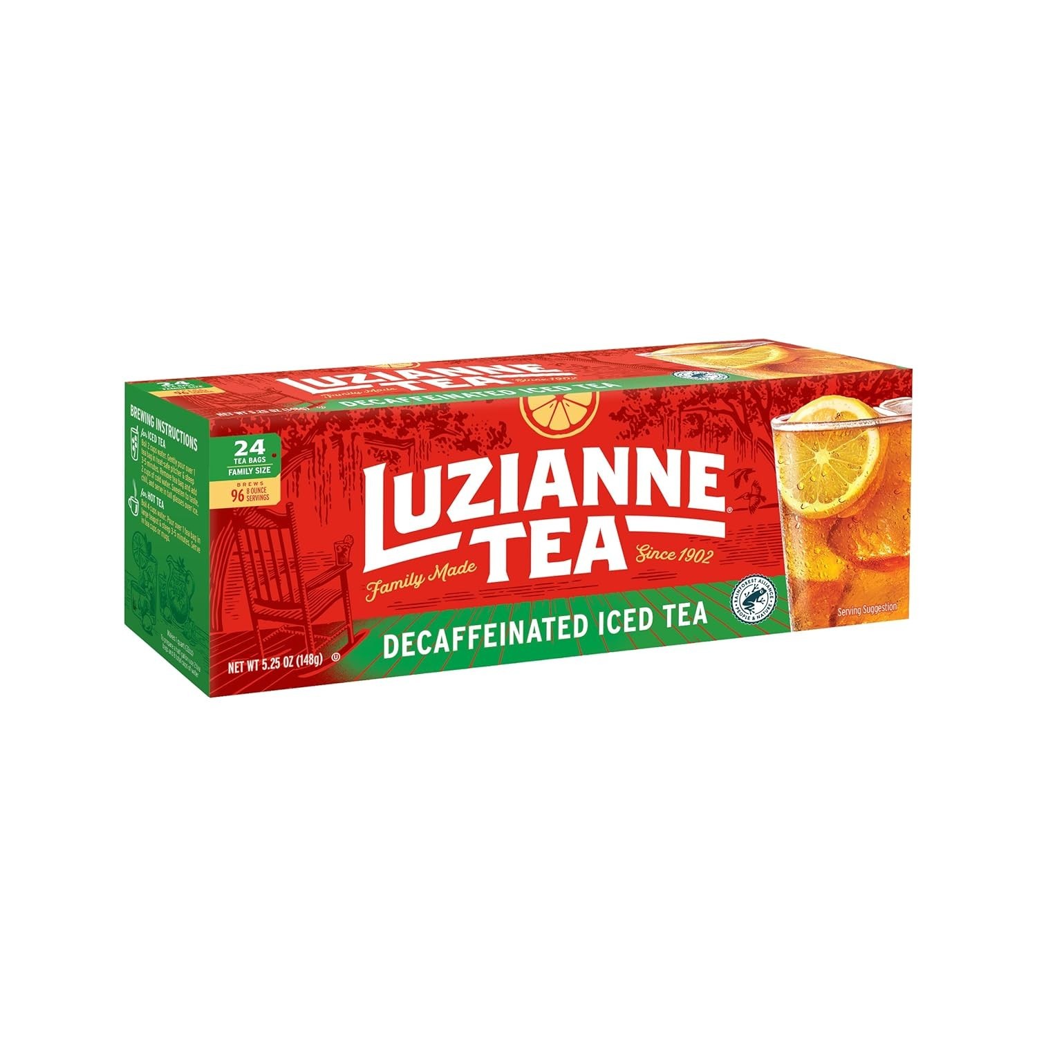 Low Caffeine Iced Tea Bags – 24ct Decaffeinated Family Size for Easy Brewing