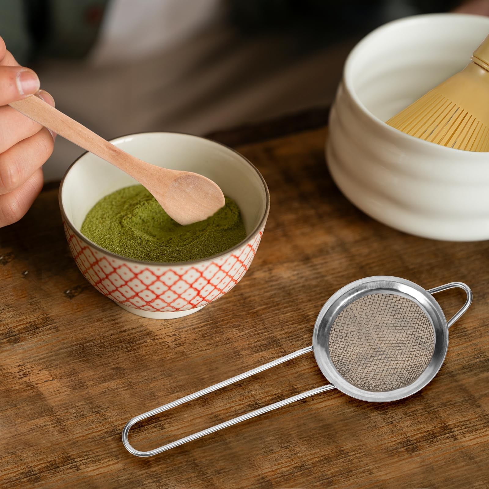 3PCS Resin Matcha Whisk Set, Easy-To-Clean Bamboo Macha Tools for Perfect Sti…