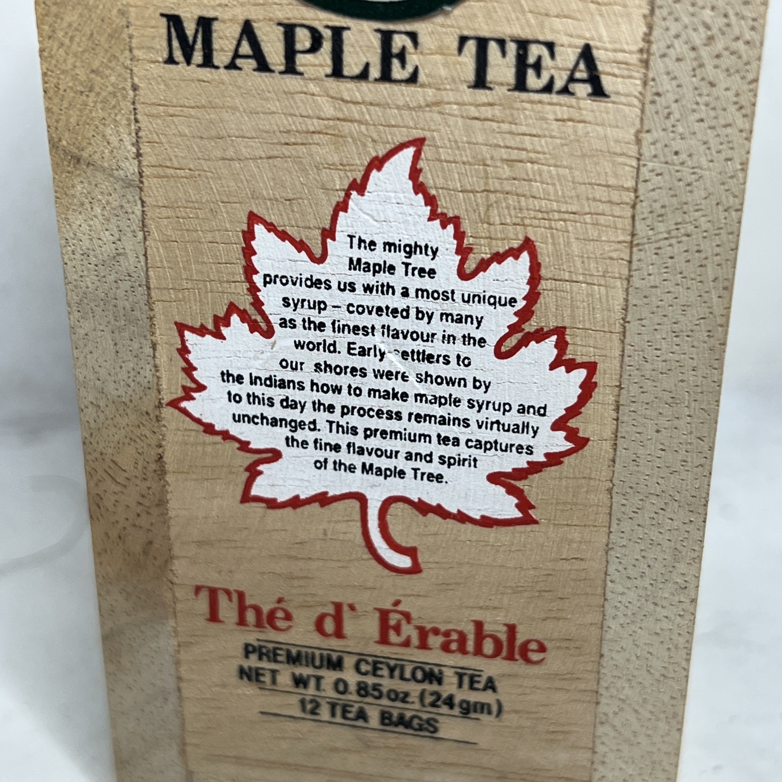 Mlesna Legend Maple Tea Wooden Box – Pure Ceylon Black Tea – 12 Tea Bags 24g