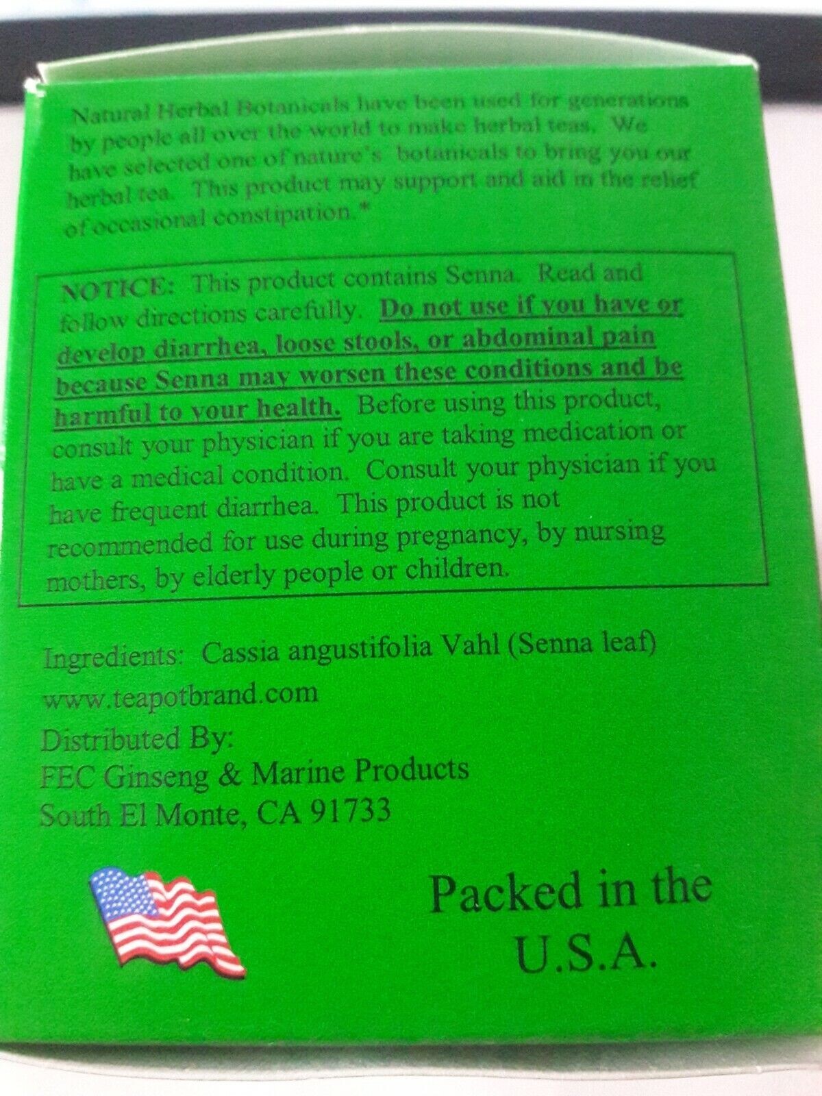 China Slim Tea Herbal Tea Delight 100 % All Natural No Caffeine 18 Tea Bags