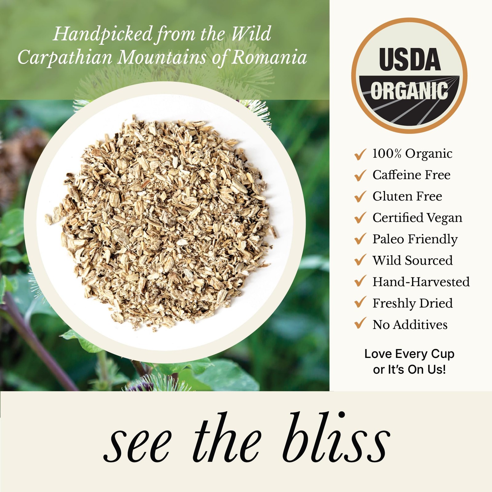 Organic Burdock Root Tea Caffeine Free Herbal Detox Support Pharmacopoeia Q…