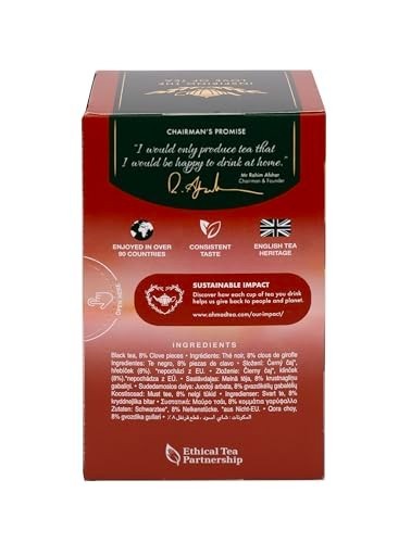 Caffeinated Clove Black Tea Teabags – 20 Count, Pack of 6, Sugar-Free, Premium Q