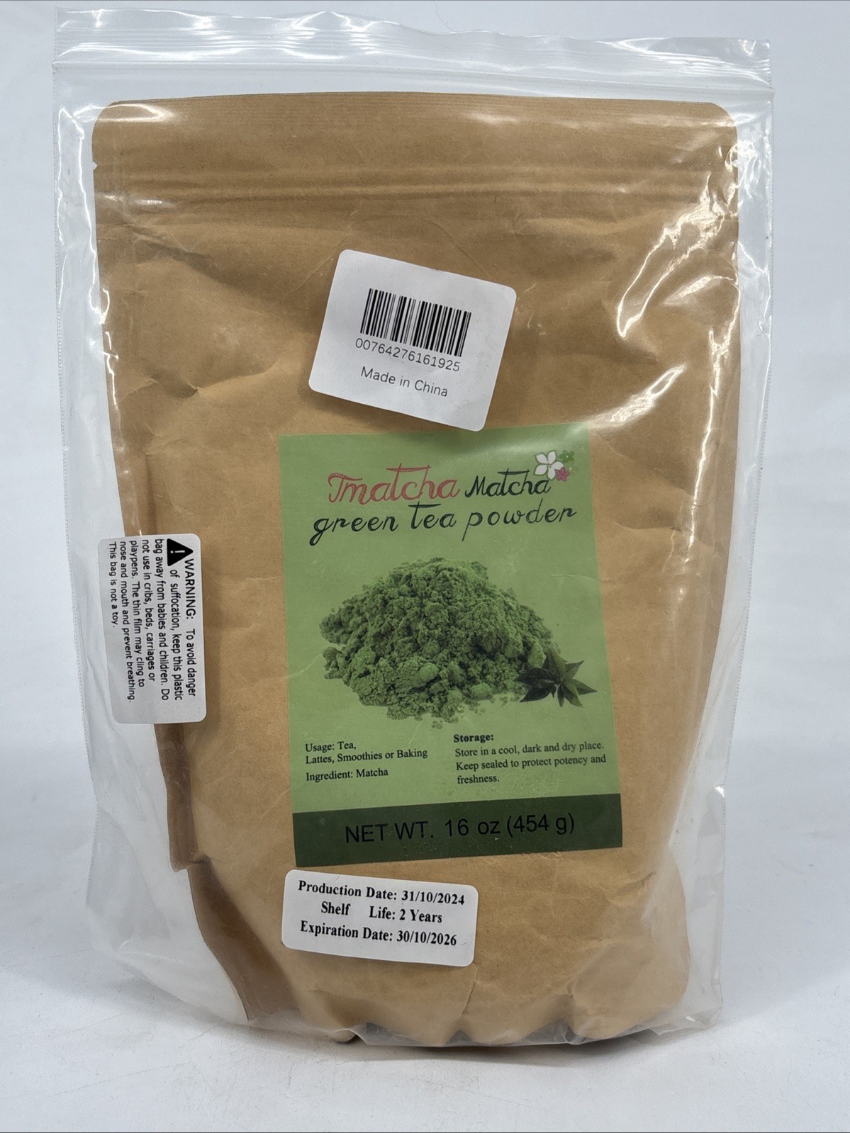 Matcha Green Tea Powder, 16 oz (454 g)