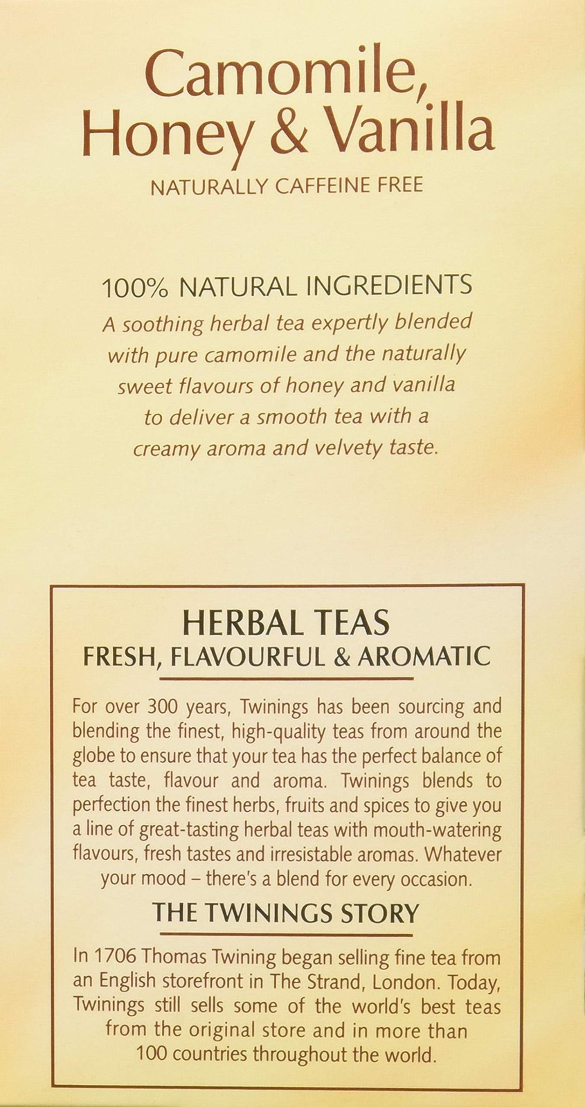 Twinings Herbal Tea Chamomile Honey and Vanilla 100% Natural, 20 Tea Bags