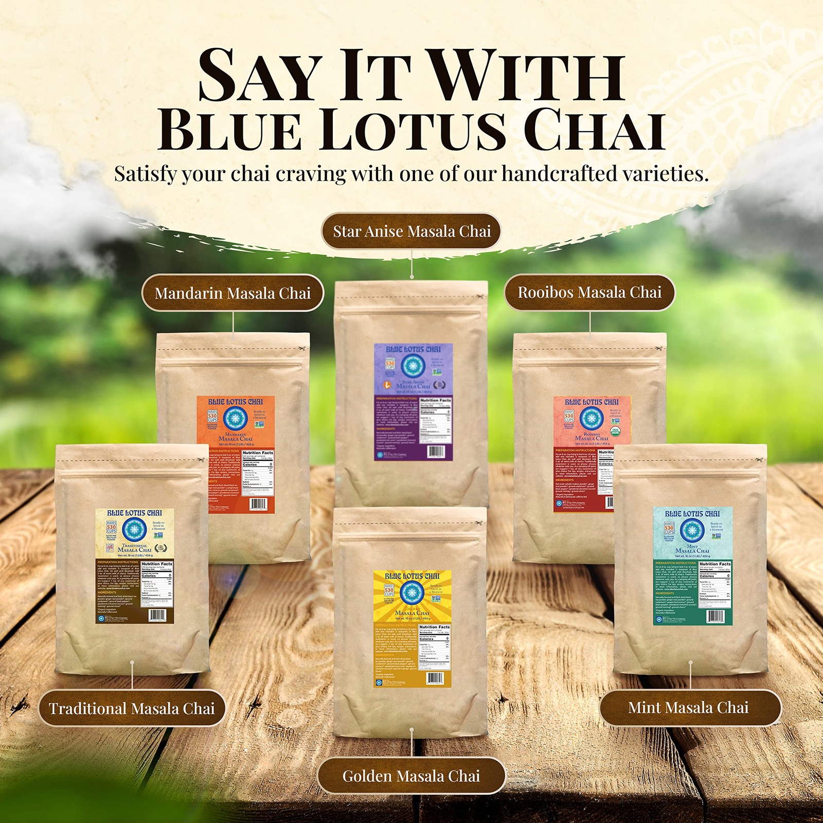 Blue Lotus Chai – Golden Masala Chai – Makes 530 Cups – 1 Pound Bulk Bag Masa…