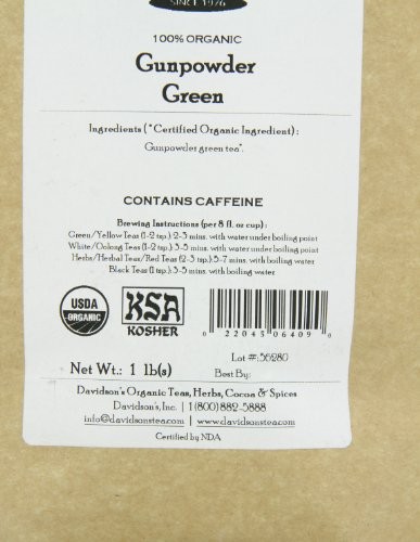 Davidson’s Organics, Gunpowder Green, Loose Leaf Tea, 16-Ounce Bag(pac