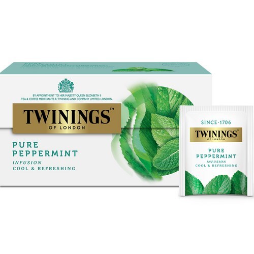 Twinings Pure Peppermint Tea, 50g (2g x 25 tea bags), 1 Pack