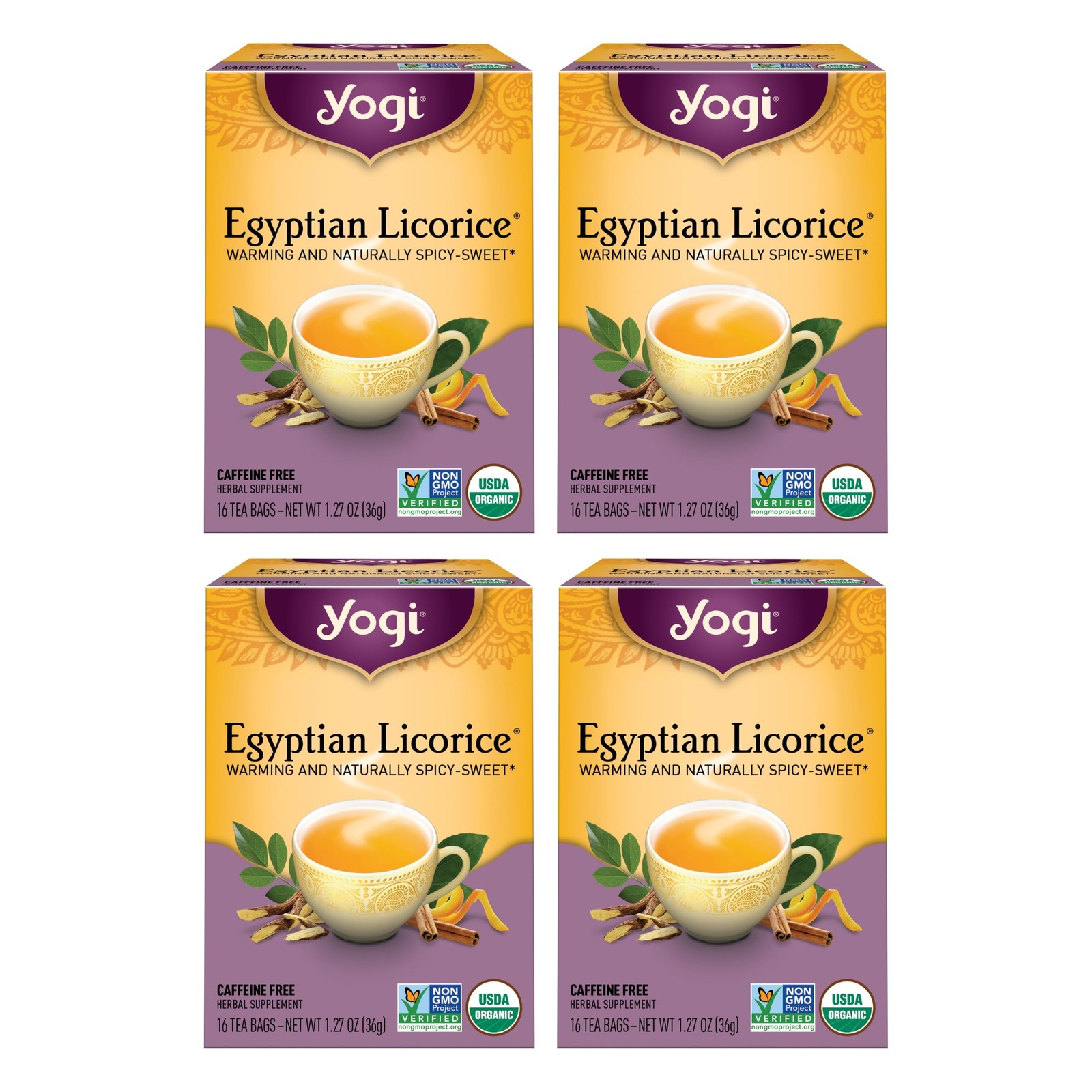 Yogi Organic Licorice Tea 64 Count Caffeine Free Herbal Blend with Cinnamon O…