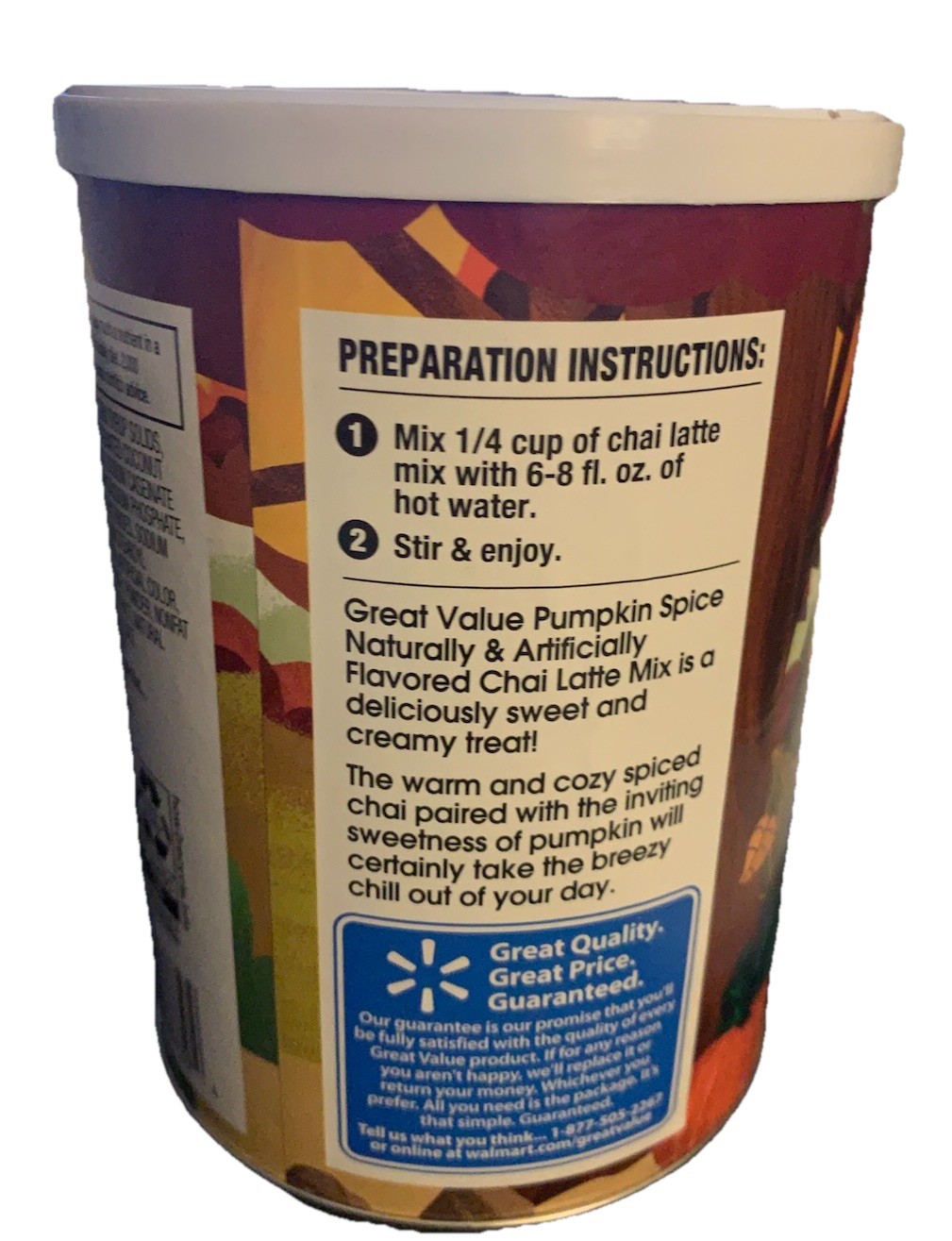 Great Value Pumpkin Spice Chai Latte Mix 10oz – ((( 3 ))) canister