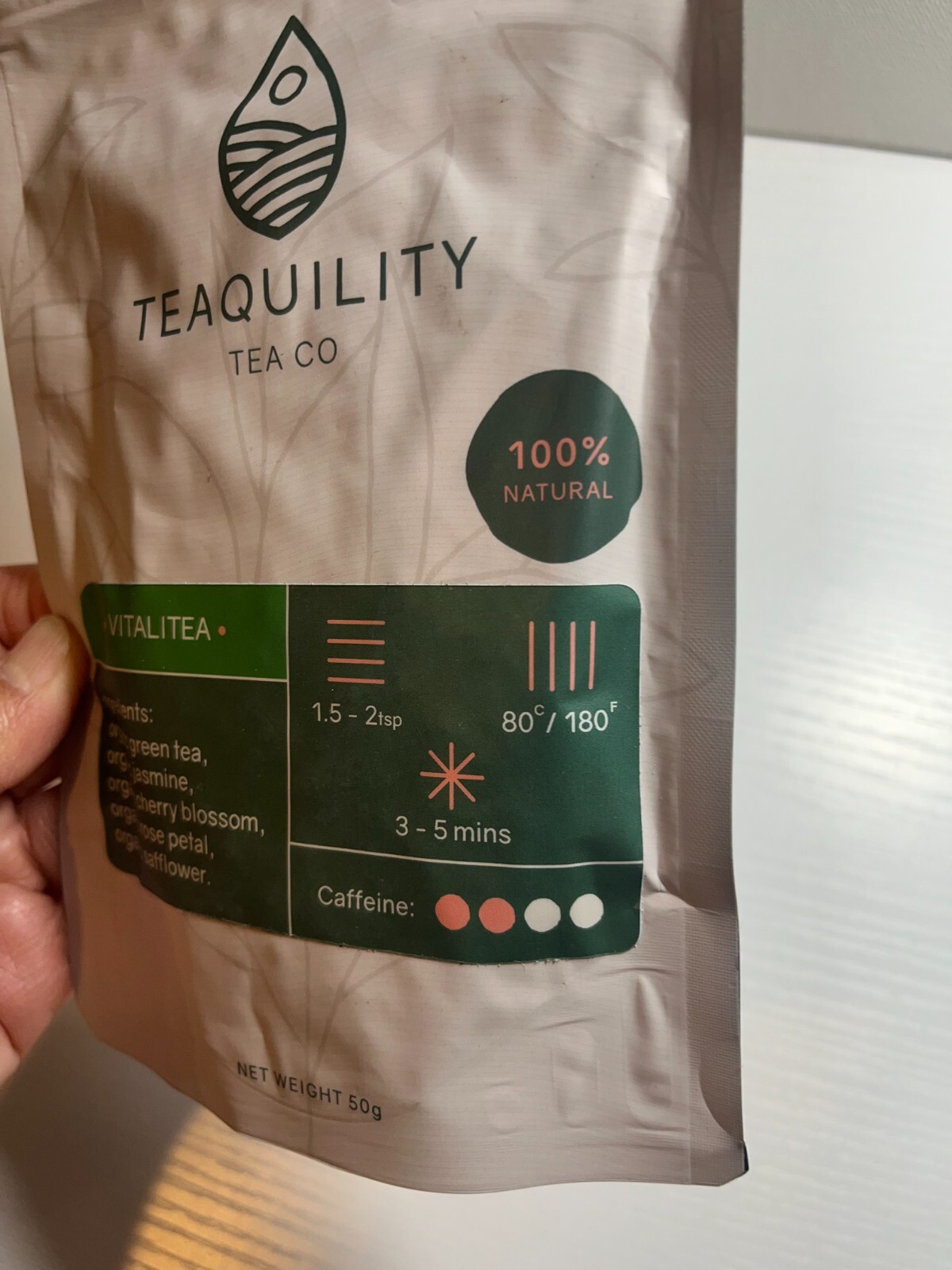 Vitalitea 100% Natural 50g Bag, Organic Jasmine & Cherry Loose Leaf Tea