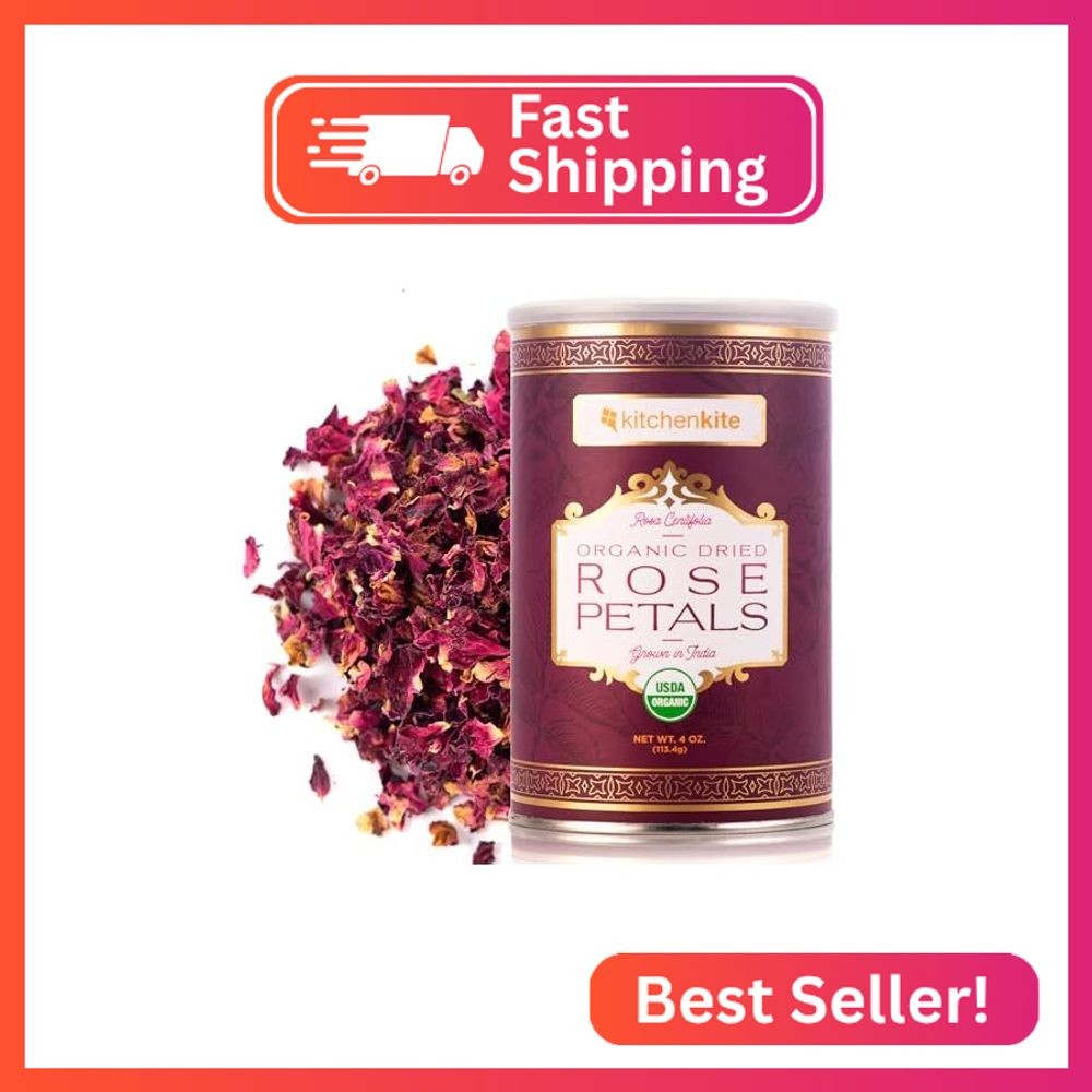 Organic Dried Red Rose Petals 4oz – Food Grade Organic Edible Rose Petal, Caffei