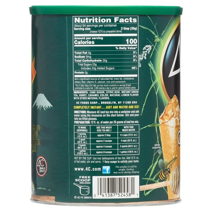 Iced Tea Mix, Green Tea with Honey Natural lemon flavor with other natural flavo