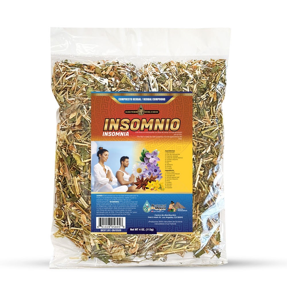 Insomnio Compuesto Te Herbal, 4 onzas. Insomnia Tea, 4 Oz. Natural de Mexico
