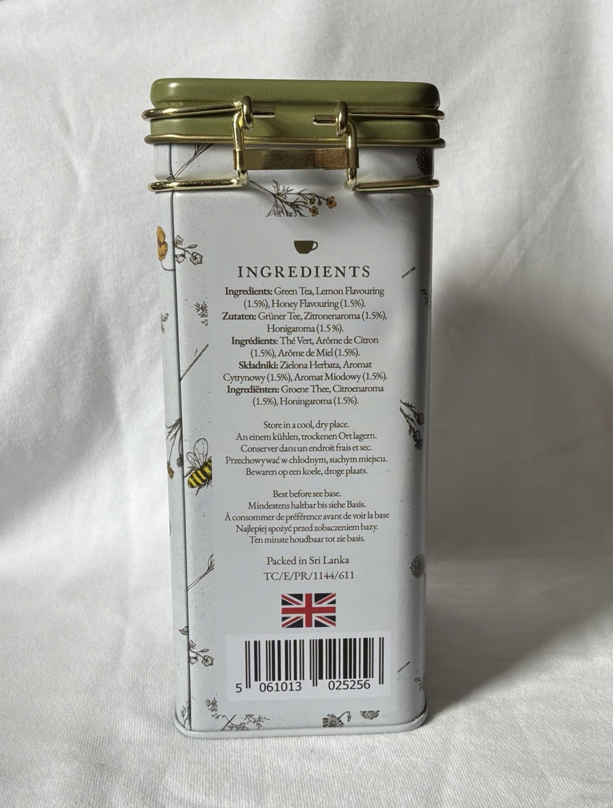 Charbrew Honey & Lemon Green Tea 60 Bags Tin British Pantry