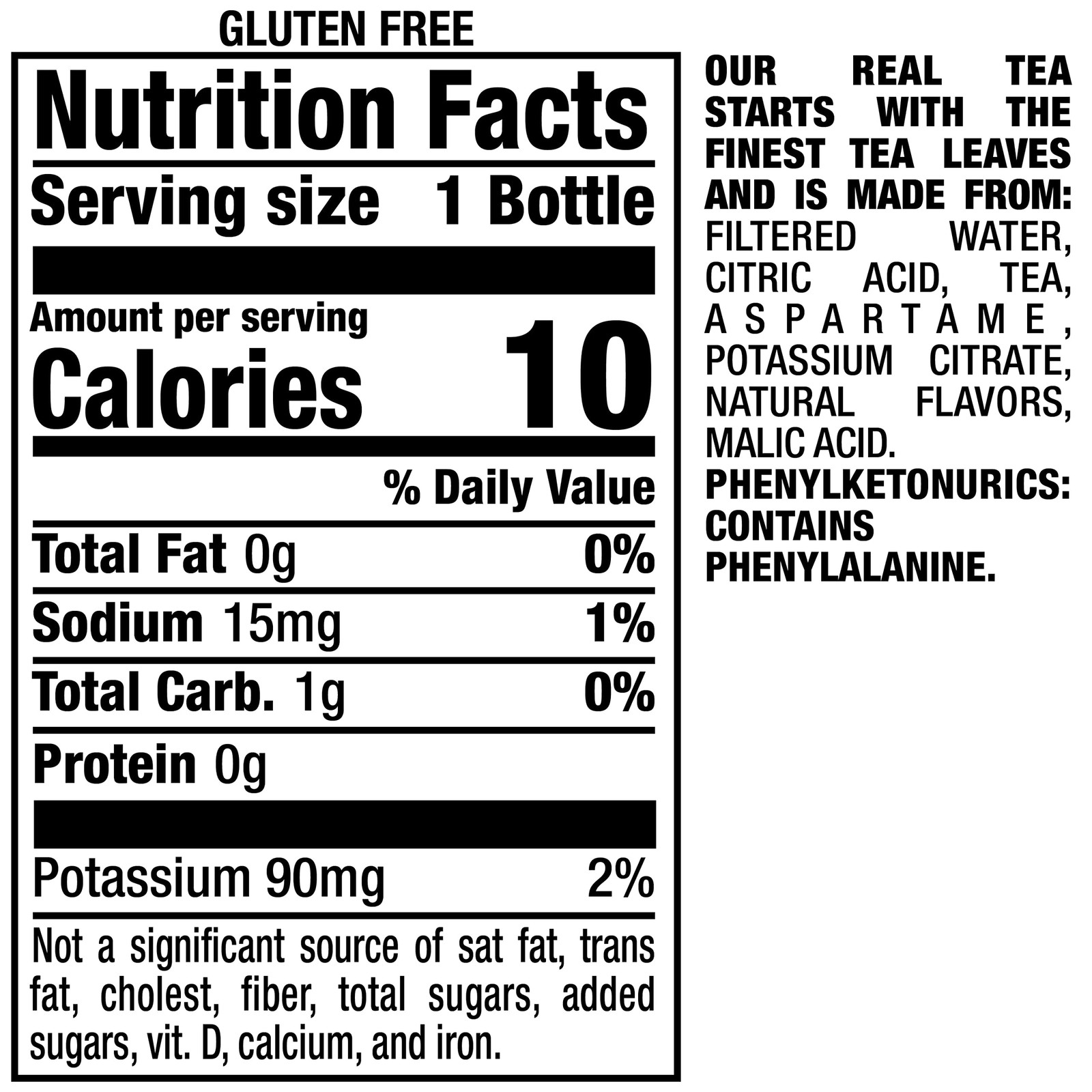 Zero Sugar Peach Tea, 16 fl oz recycled plastic bottle (Pack of 12)