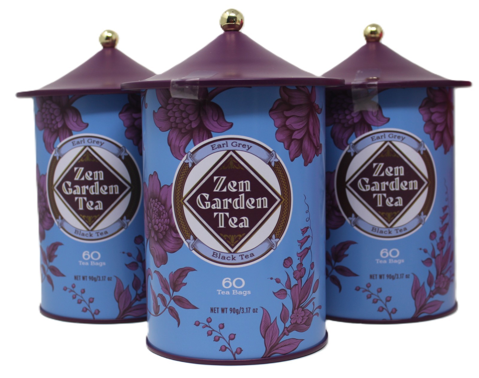 x3 Earl Grey Pagoda Zen Black Tea 60 Tea Bags Reusable Tin Exp 11/27