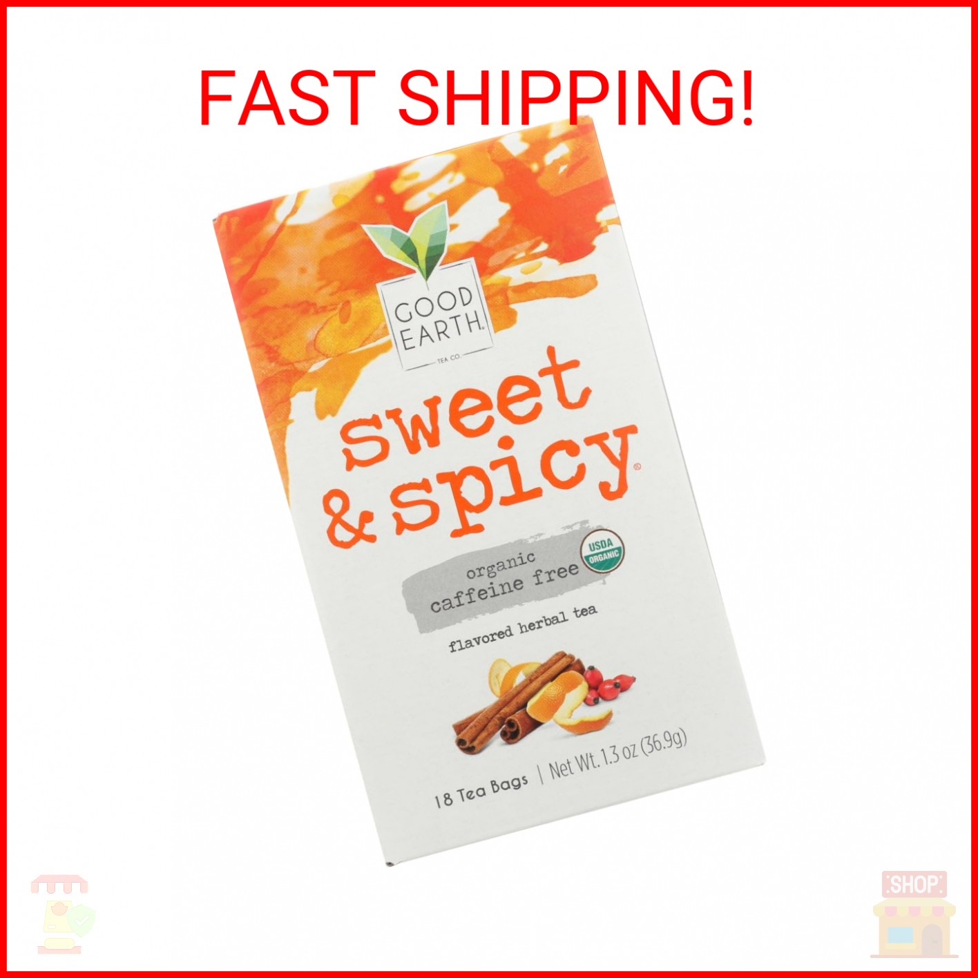 Good Earth Teas Organic Sweet and Spicy Caffeine Free Herbal ,18 Count (Pack of