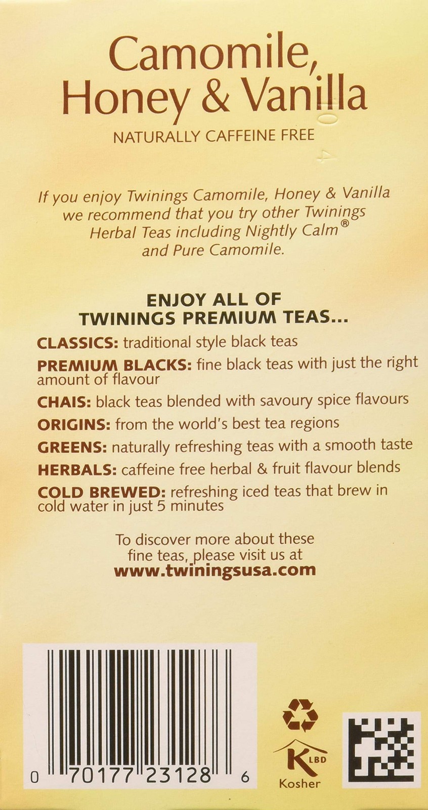 Twinings Herbal Tea Chamomile Honey and Vanilla 100% Natural, 20 Tea Bags