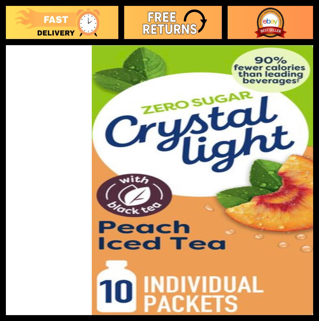 Zero Sugar Peach Iced Tea Drink Mix Packets, Low Calorie Powdered Beverage, 20 C