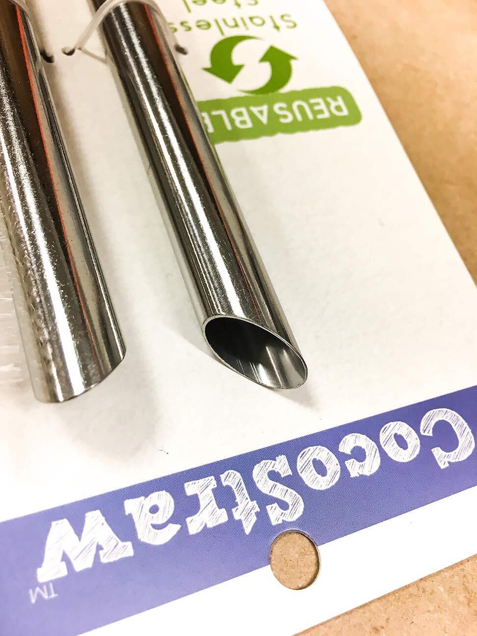 2 BOBA Straw Stainless Steel Extra Wide 1/2″ x 9.5″ Long Tapioca Pearl Bubble