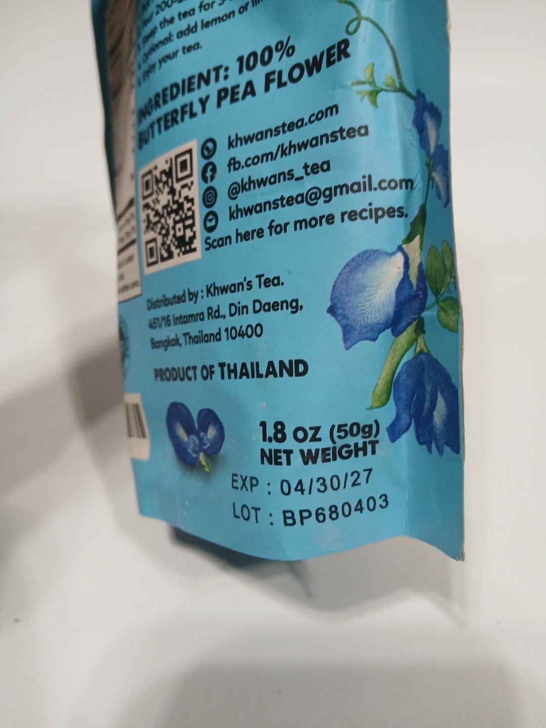 KHWAN’S TEA Dried Butterfly Pea Flower New Great Hot or Iced