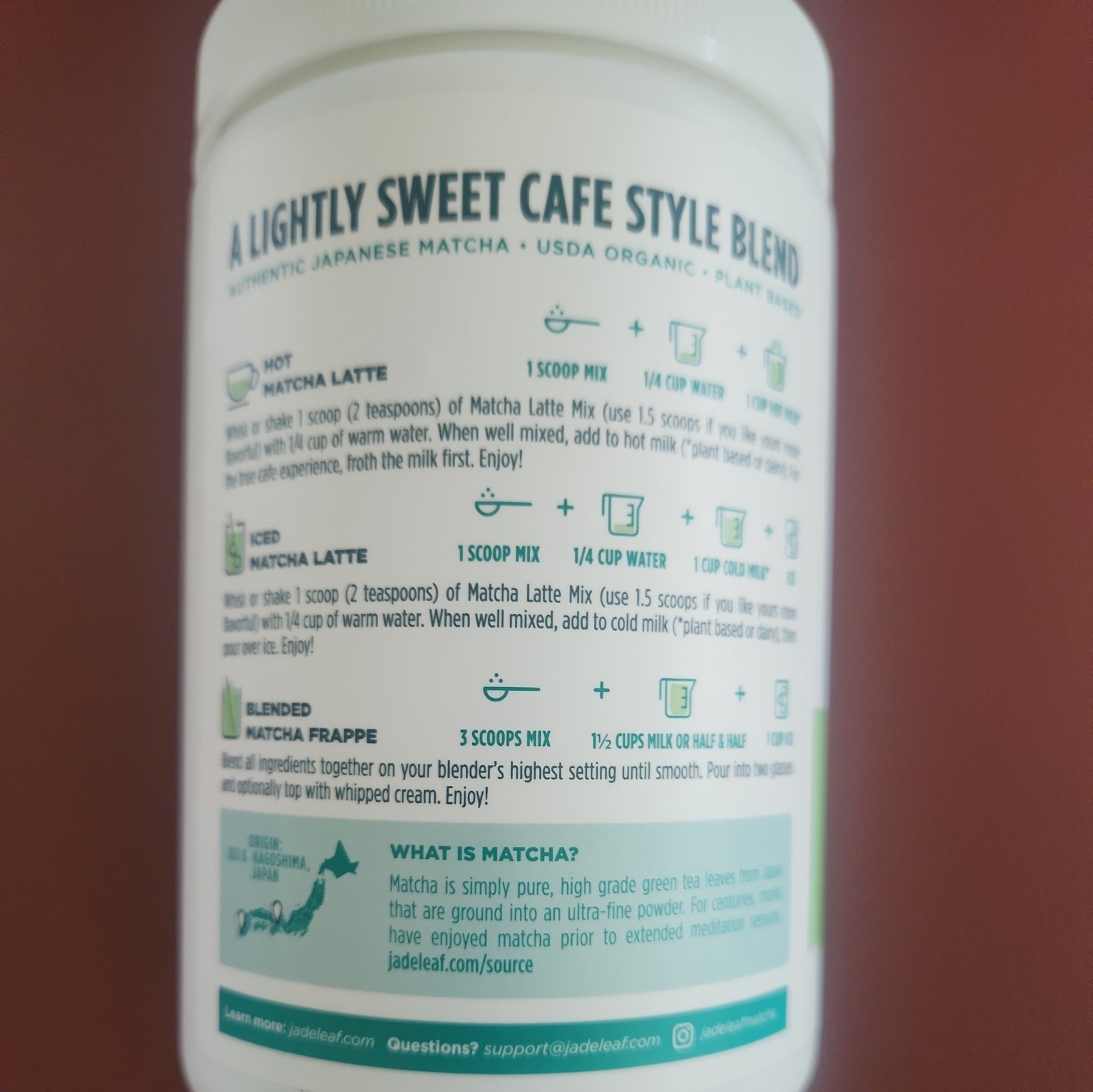 Jade Leaf Organic Matcha Latte Mix, Original, Dairy-Free Matcha Green Tea Powder