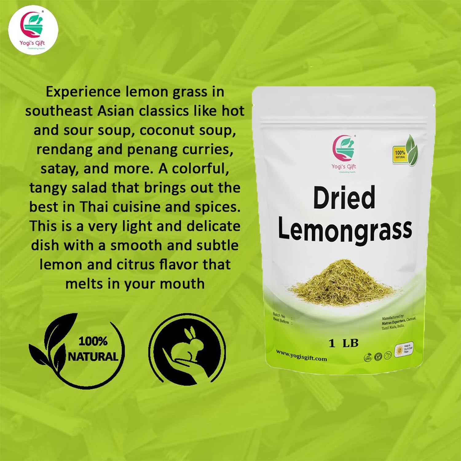 Dried Lemongrass 1 LB | Cut and Sifted Loose Leaf | Aroma Rich Lemon Grass | …
