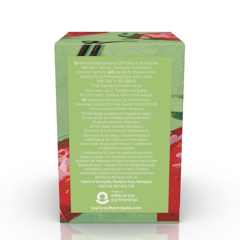 Refreshing Strawberry & Vanilla Green Tea Bags – 20 Pack, Natural Ingredients